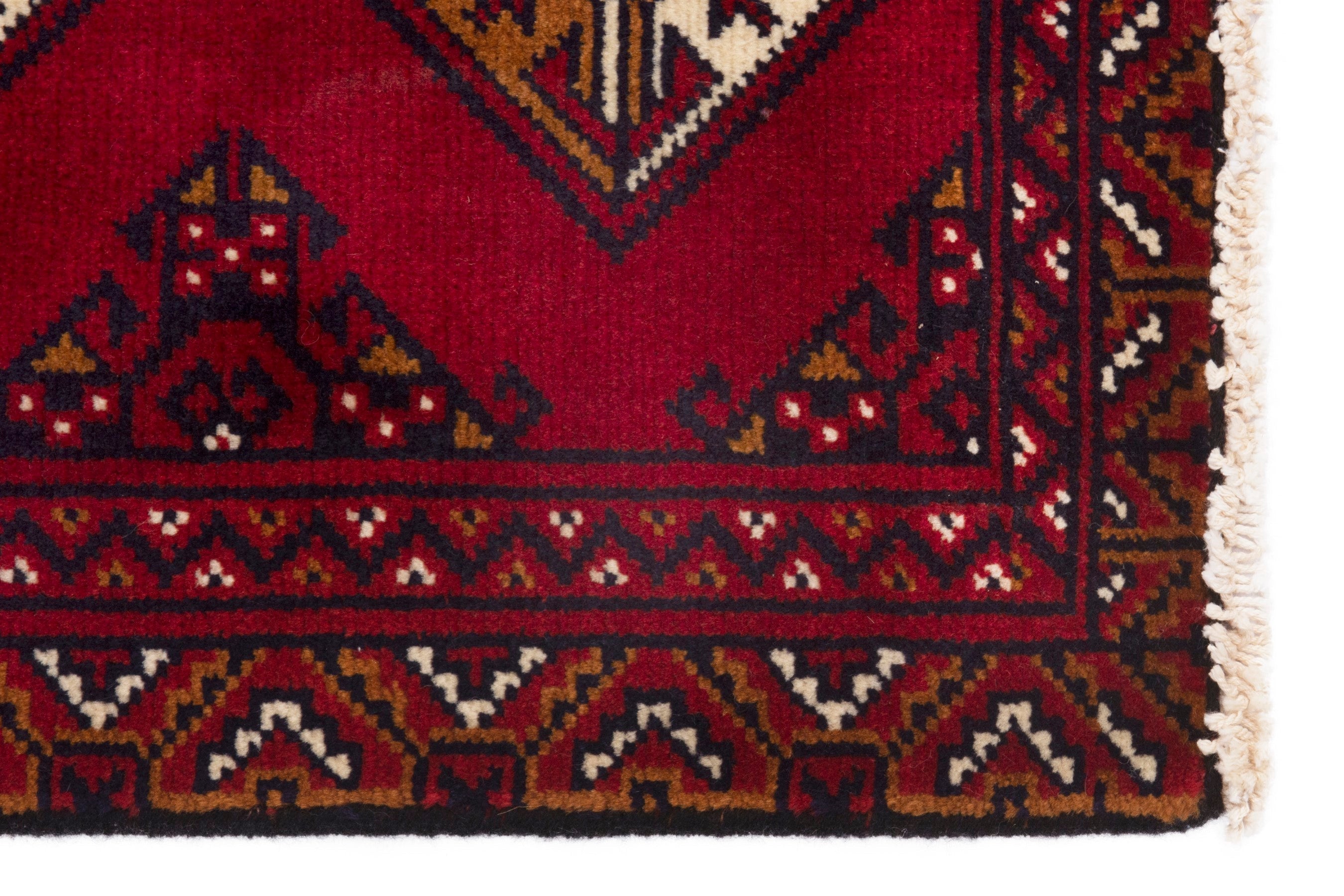 Persian Torkaman accent rug in deep red and burgundy, view 4 of 7