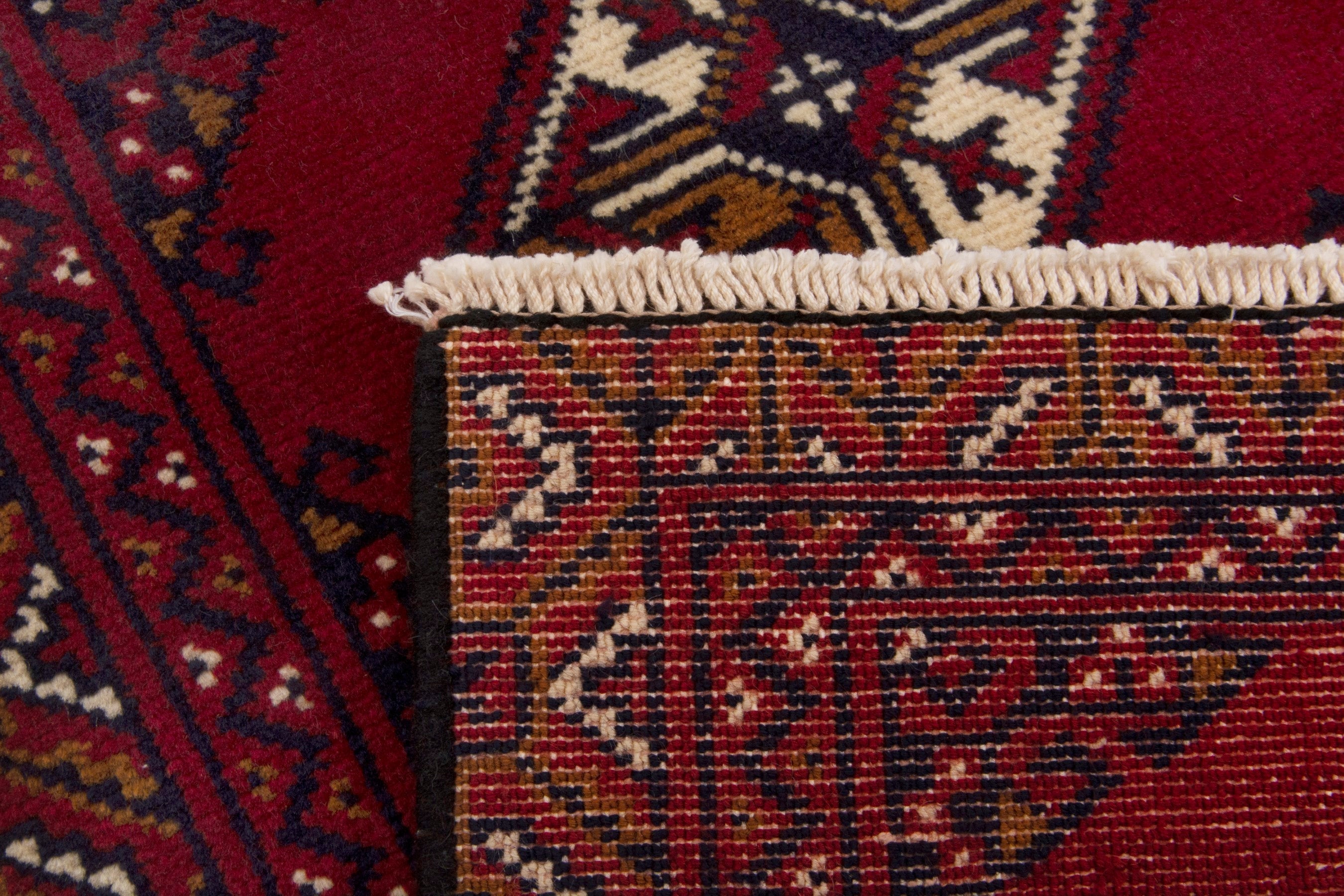Persian Torkaman accent rug in deep red and burgundy, view 7 of 7