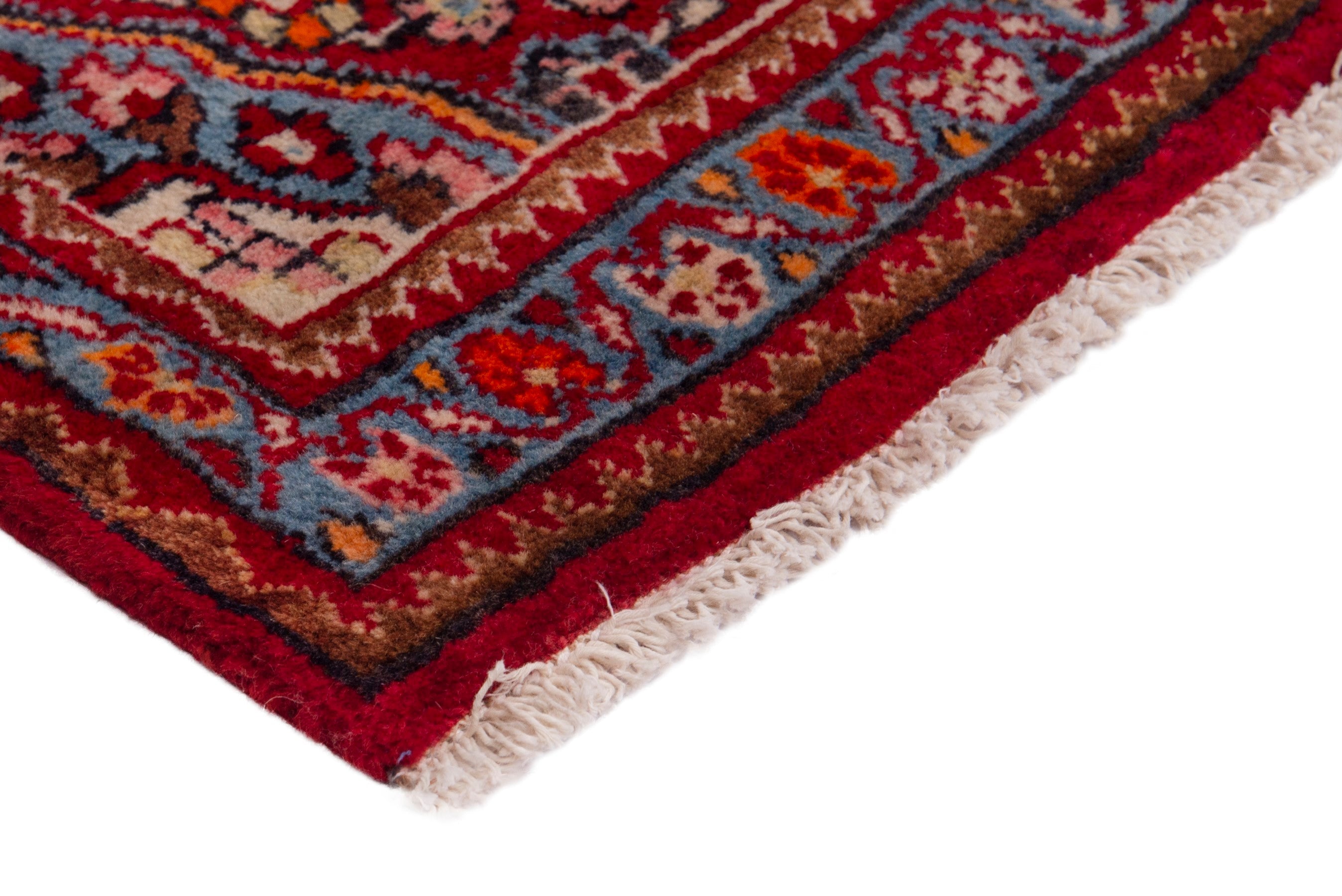 Persian Hamedan accent rug in deep red and burgundy, view 5 of 7