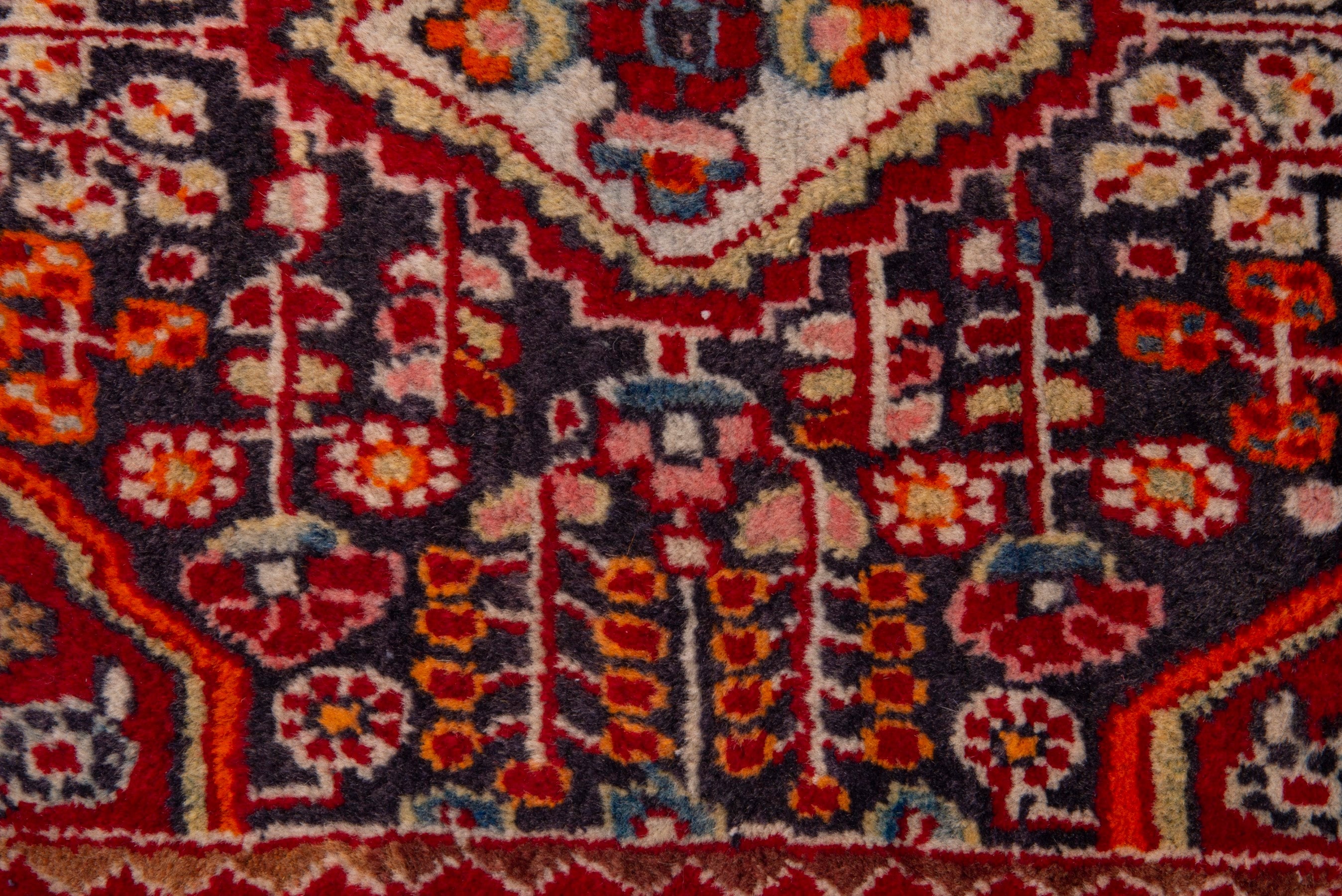 Persian Hamedan accent rug in deep red and burgundy, view 6 of 7