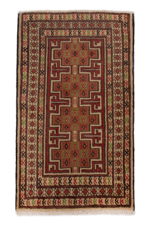 3791, Persian Torkaman Mini Rug