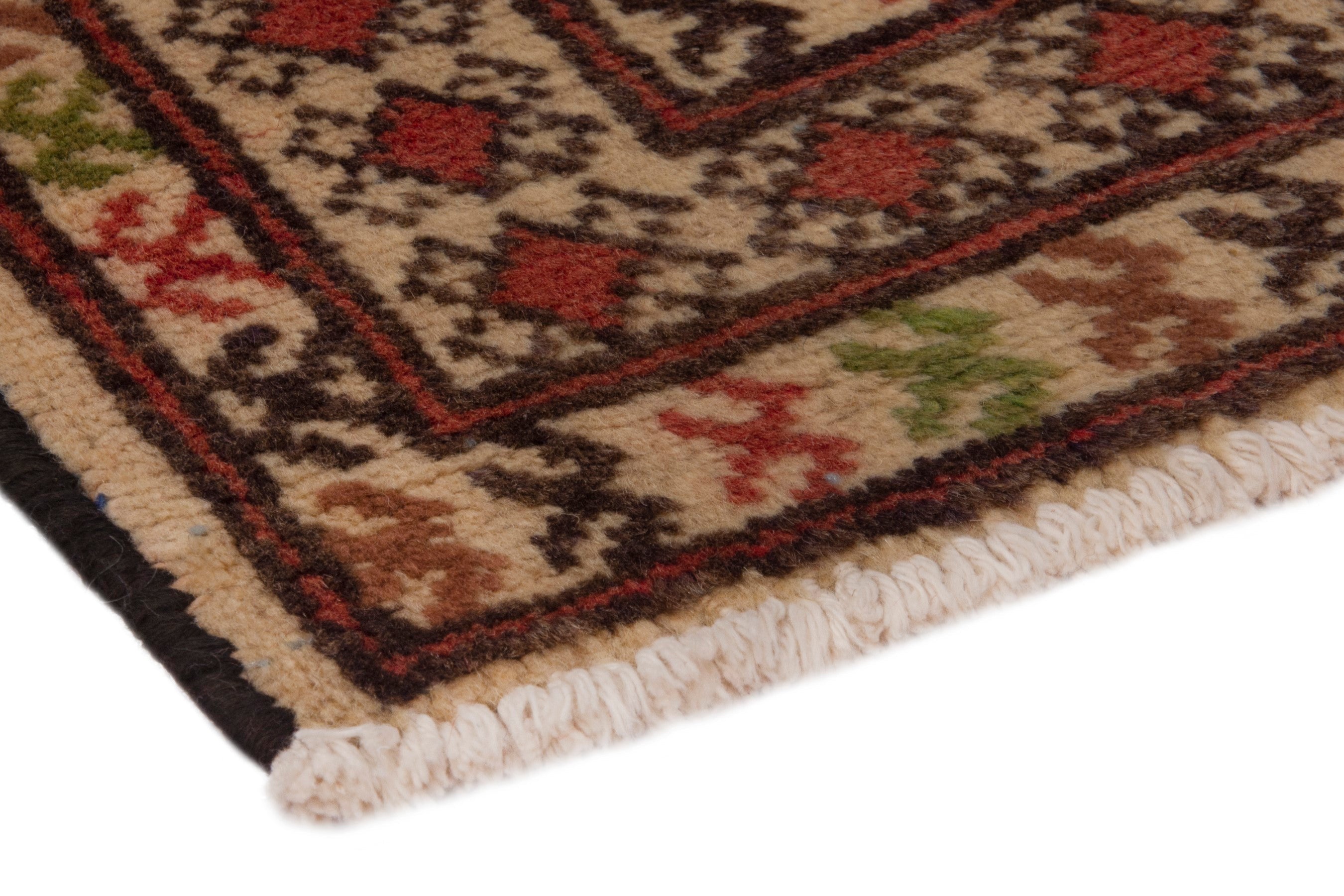 Persian Torkaman accent rug in deep red and cream, view 5 of 7