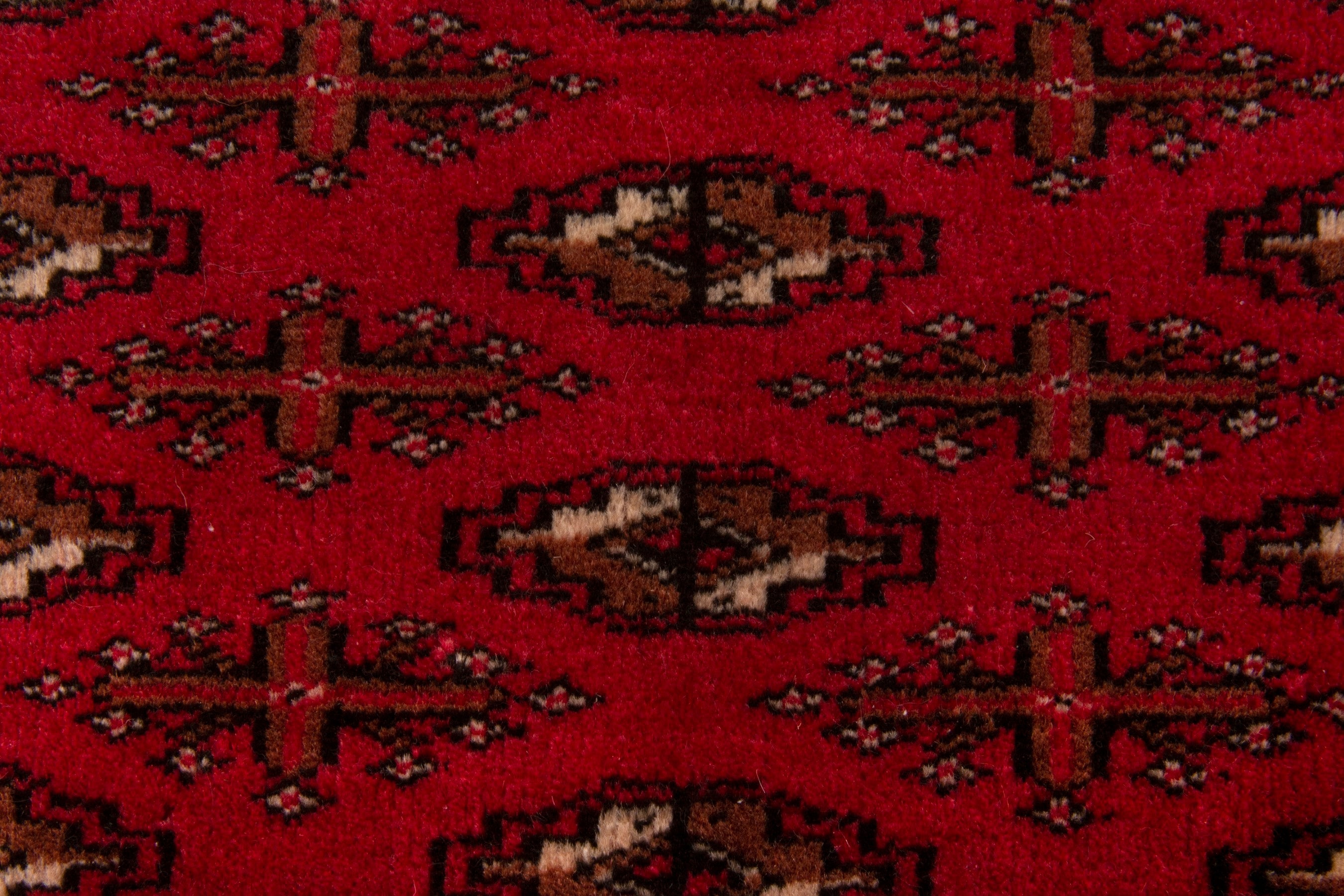 Persian Torkaman accent rug in deep red and dark brown, view 6 of 7