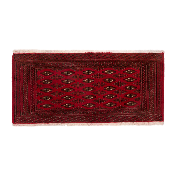 Persian Torkaman runner rug in deep red and dark brown, 3'5" x 1'8"