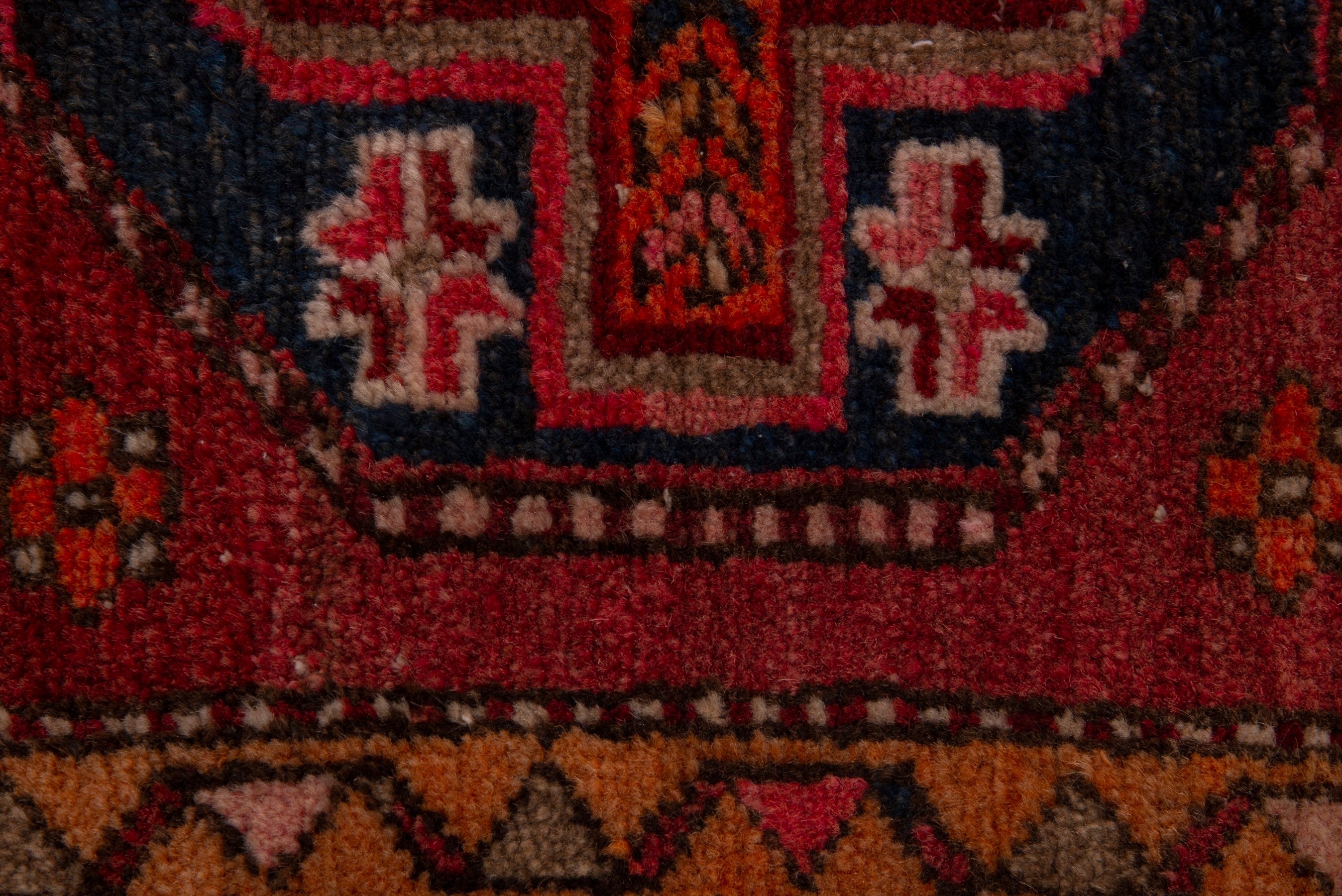 Persian Azerbaijan accent rug in deep red and burnt orange, view 6 of 7