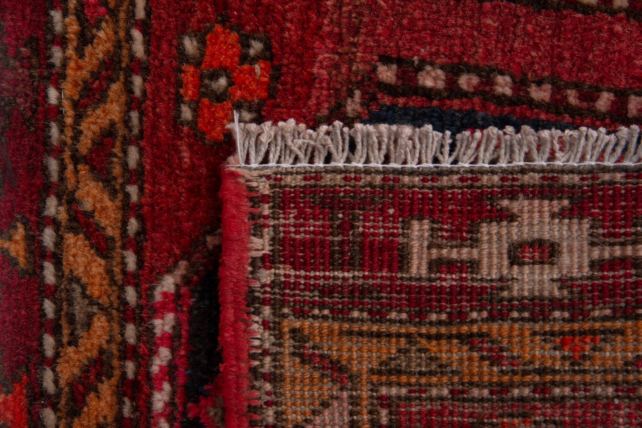 Persian Azerbaijan accent rug in deep red and burnt orange, view 7 of 7