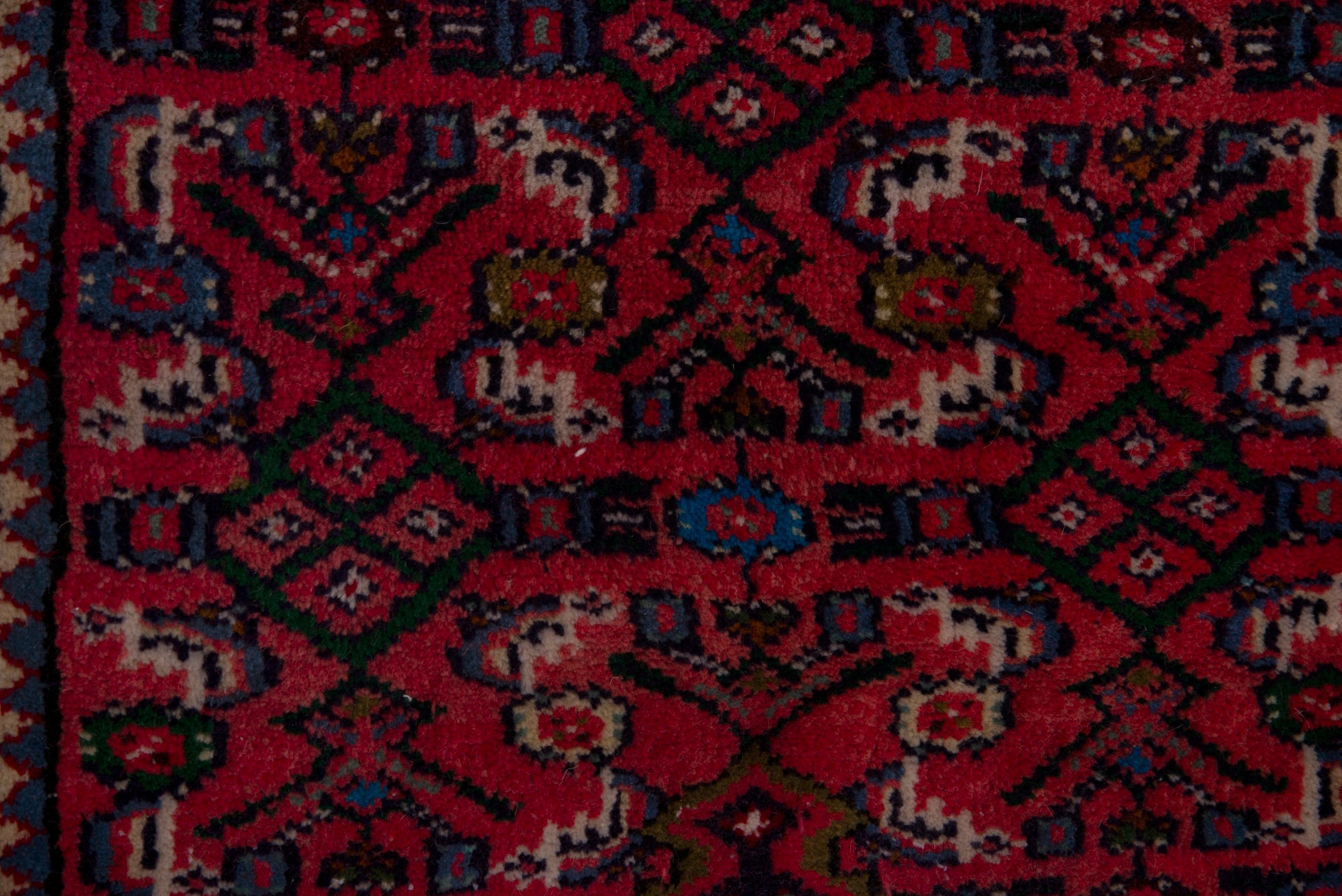 Persian Hamedan accent rug in deep red and brick, view 6 of 7