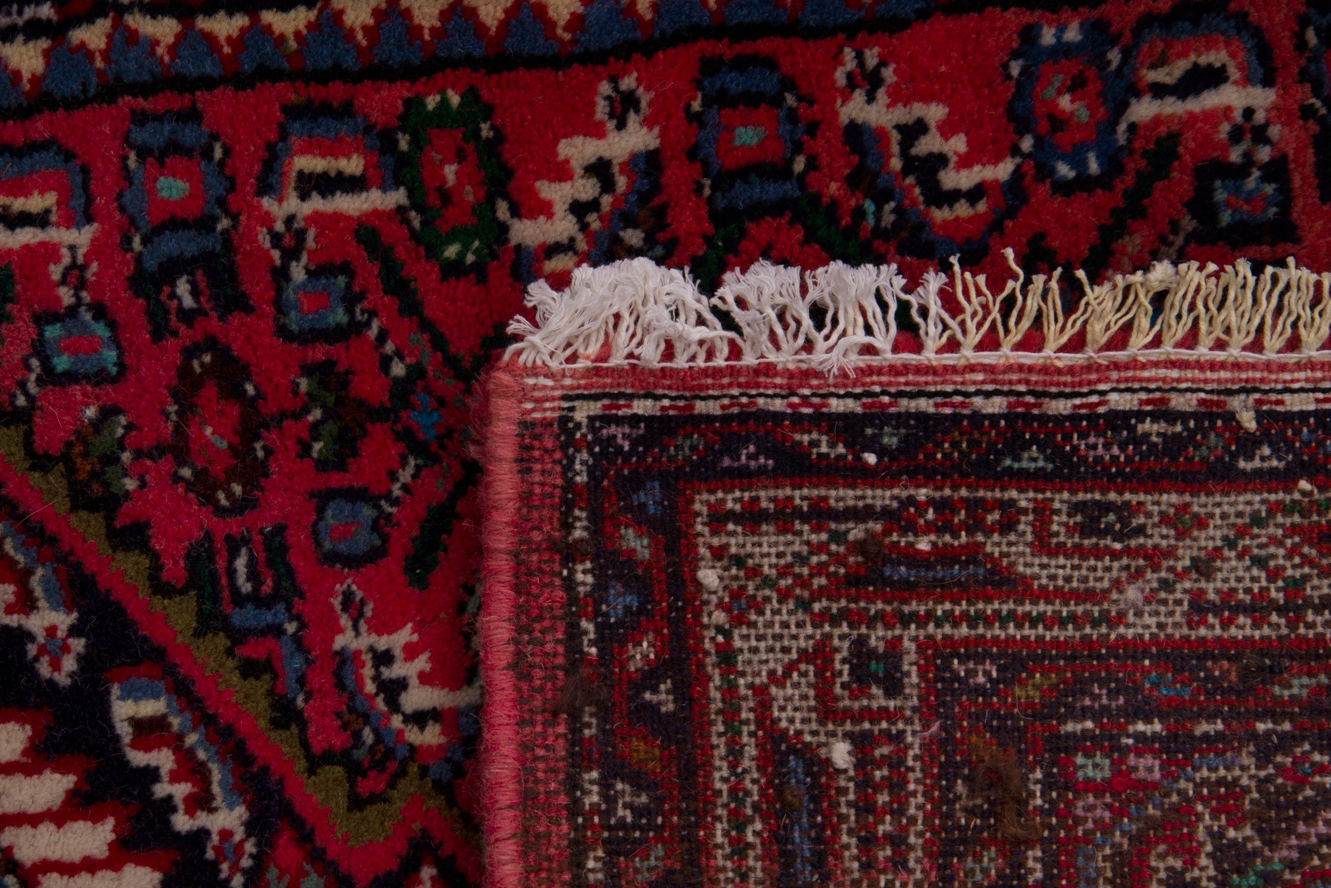 Persian Hamedan accent rug in deep red and brick, view 7 of 7