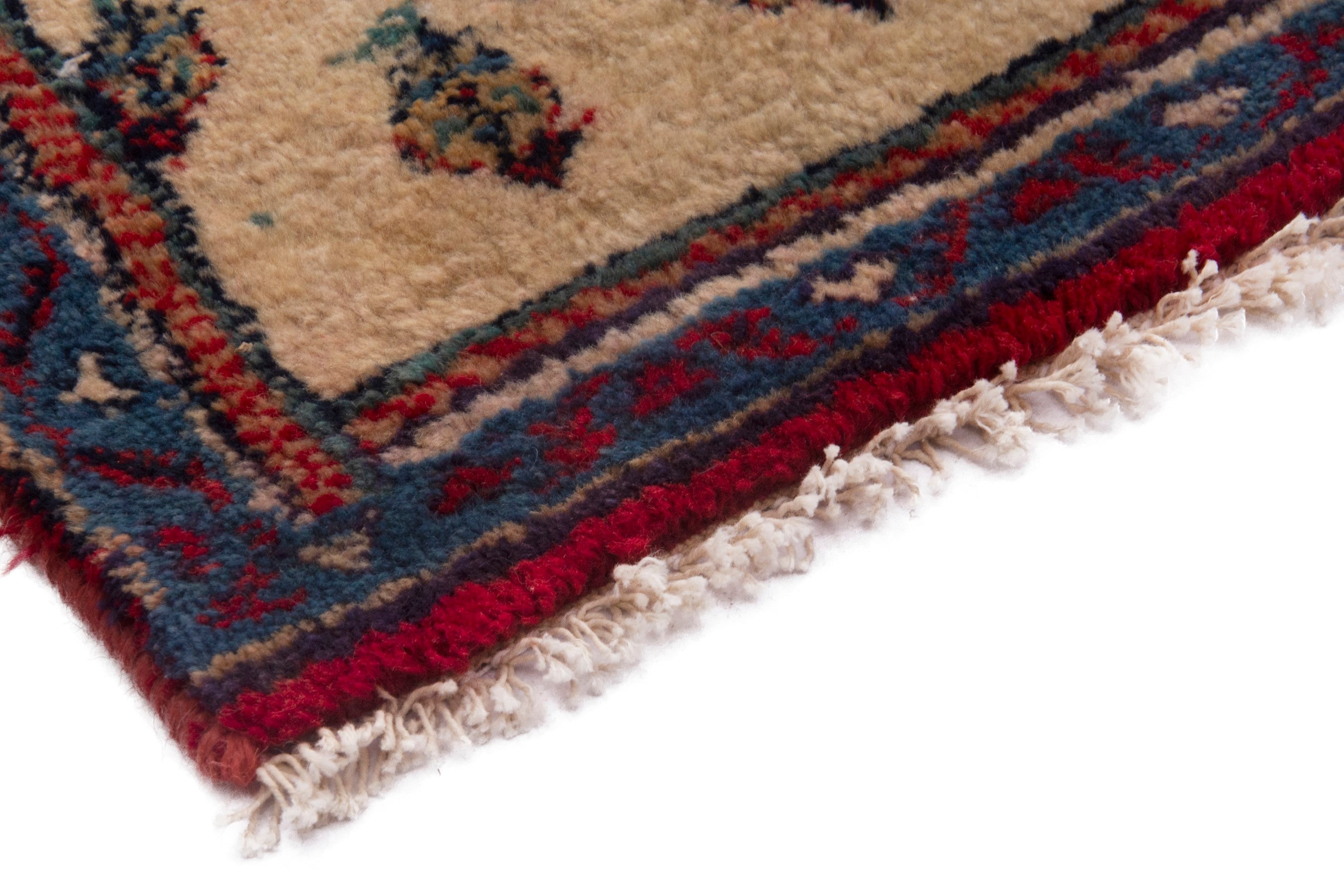 Persian Botteh accent rug in tan and dark brown, view 5 of 7