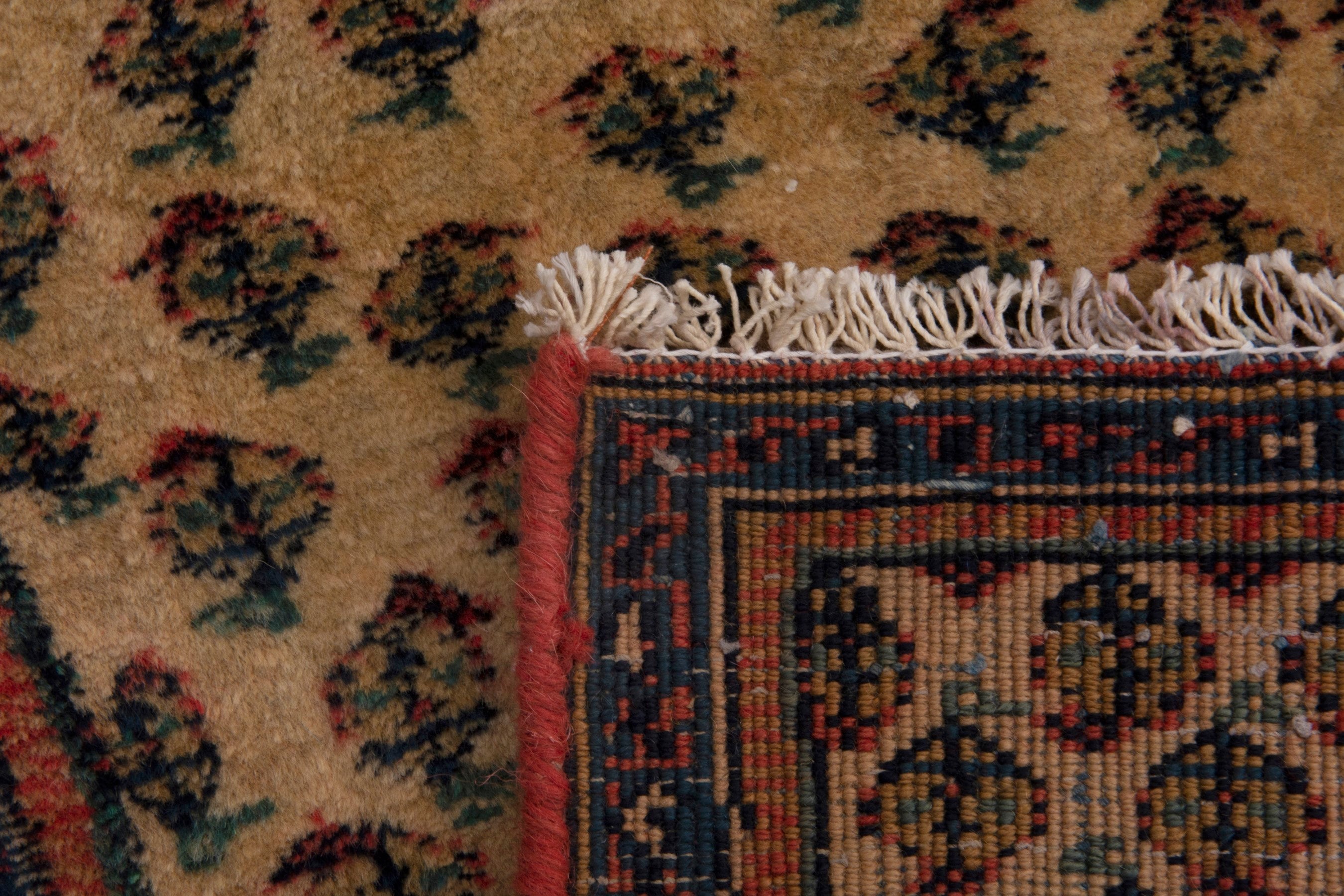 Persian Botteh accent rug in tan and dark brown, view 7 of 7
