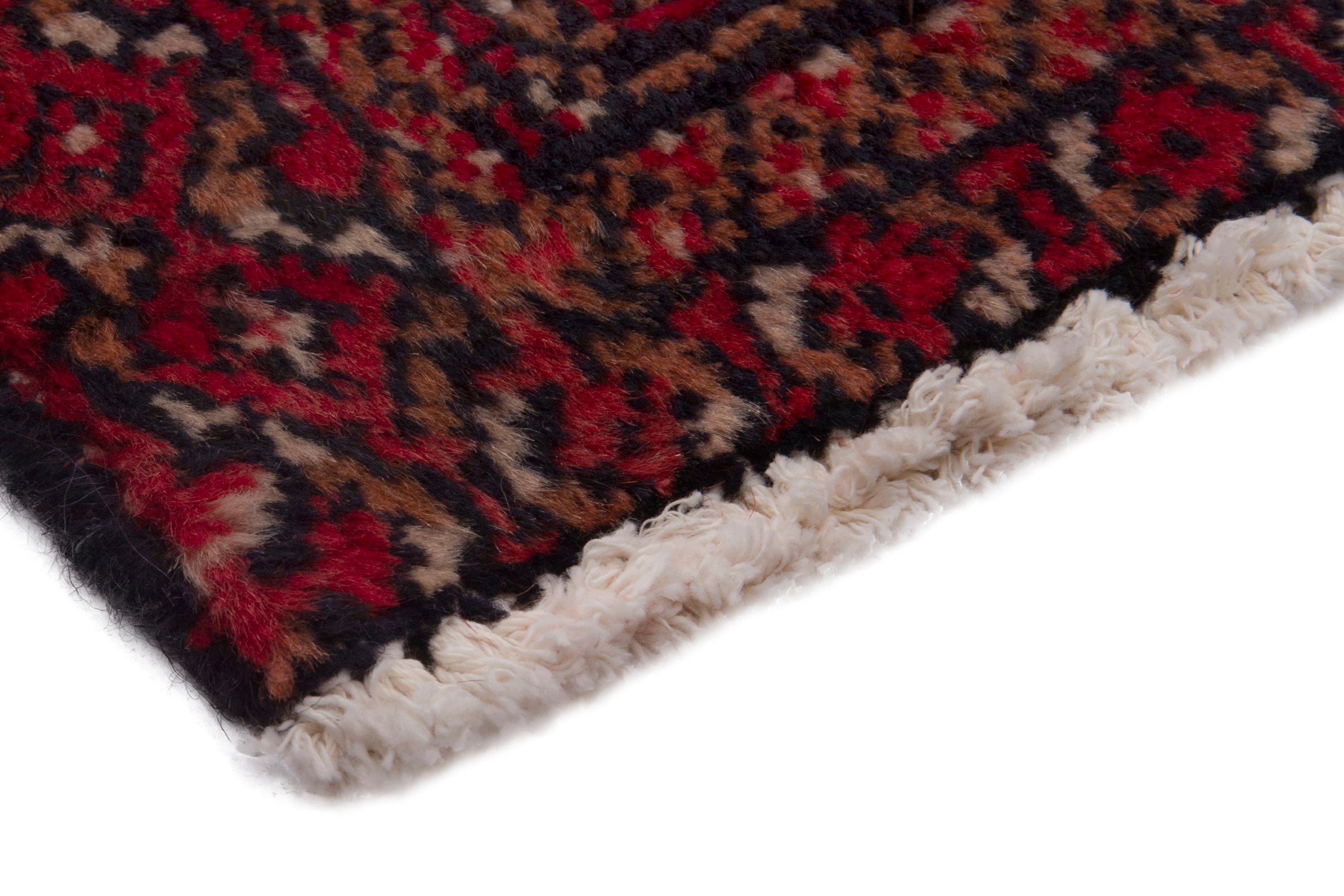Persian Torkaman accent rug in deep red and burgundy, view 5 of 7