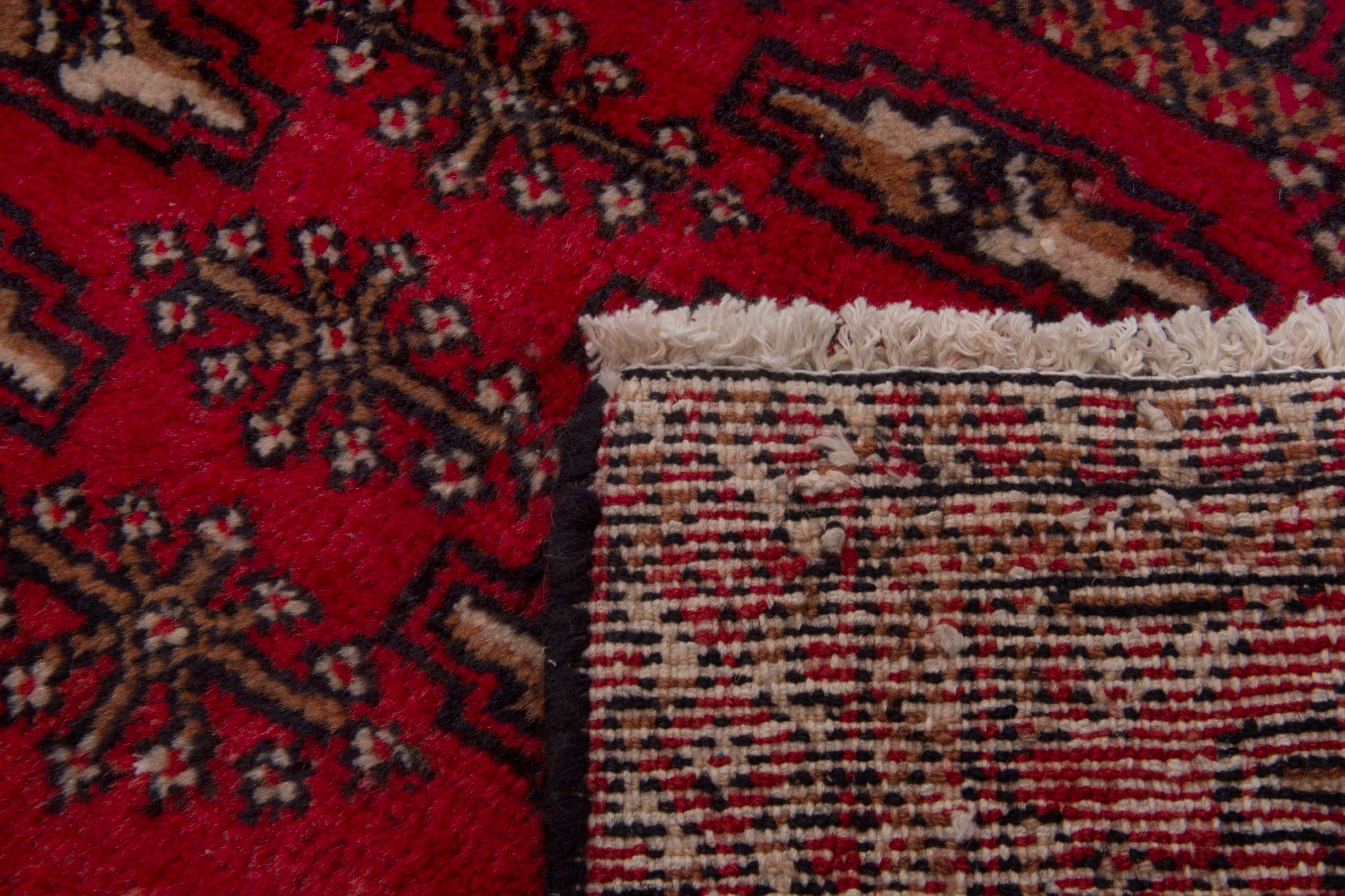Persian Torkaman accent rug in deep red and burgundy, view 7 of 7