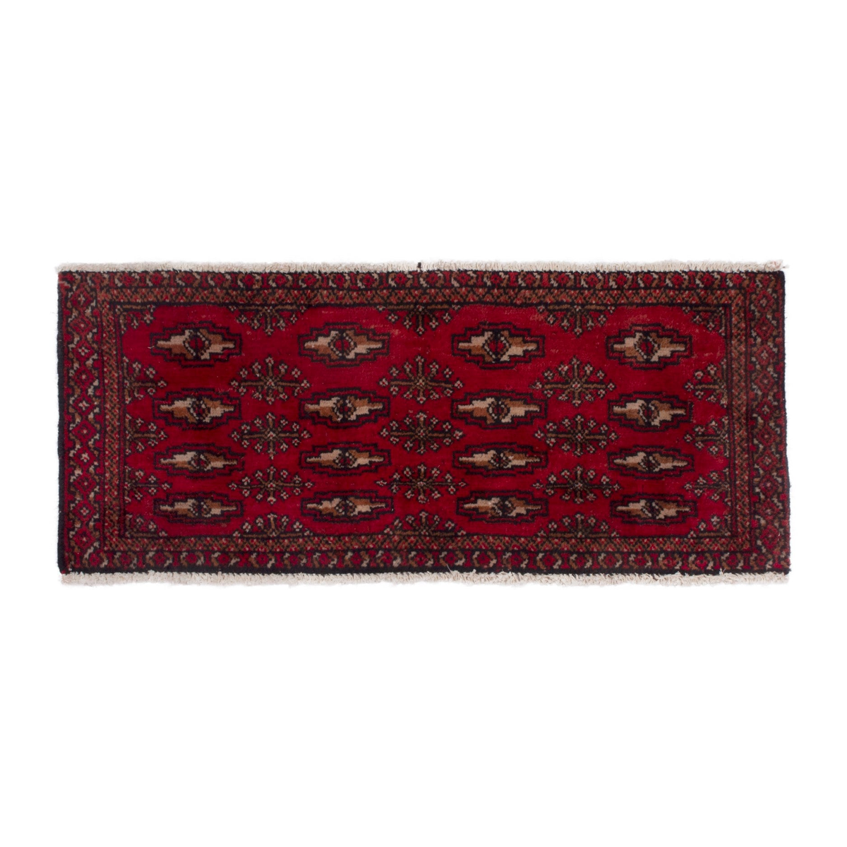 Persian Torkaman accent rug in deep red and burgundy, 3'3" x 1'4"