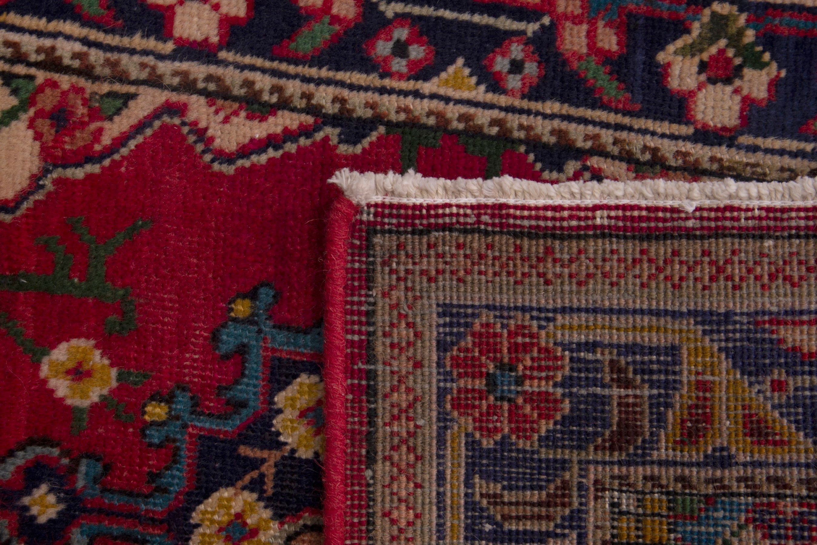 Persian Tabriz accent rug in burgundy and dark blue, view 7 of 7