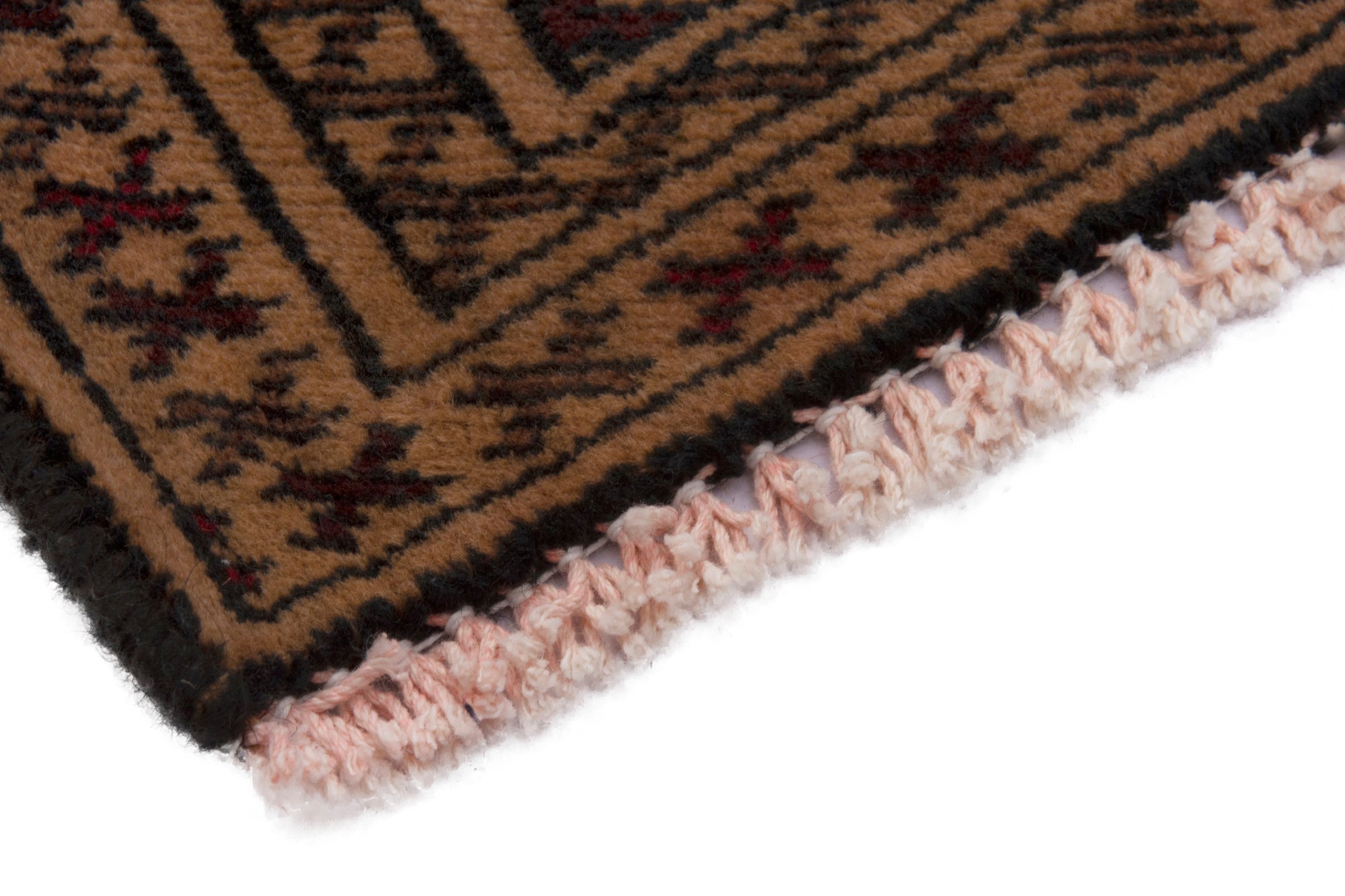 Persian Torkaman accent rug in brown and dark brown, view 5 of 7