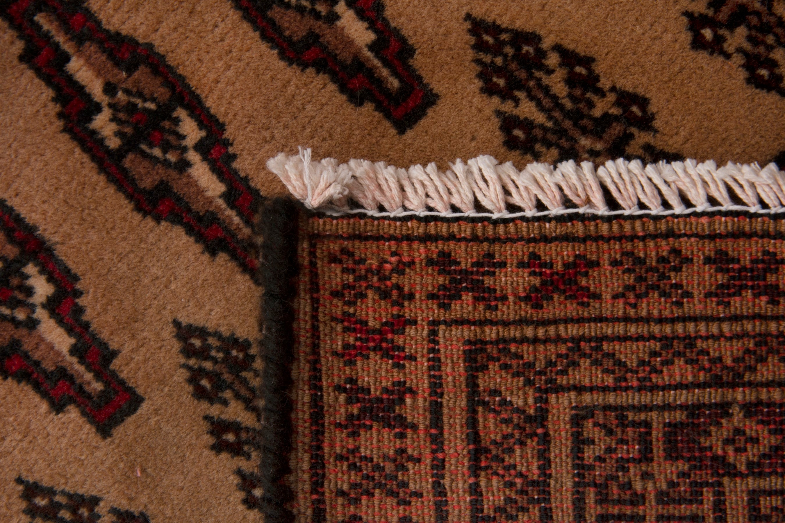 Persian Torkaman accent rug in brown and dark brown, view 7 of 7