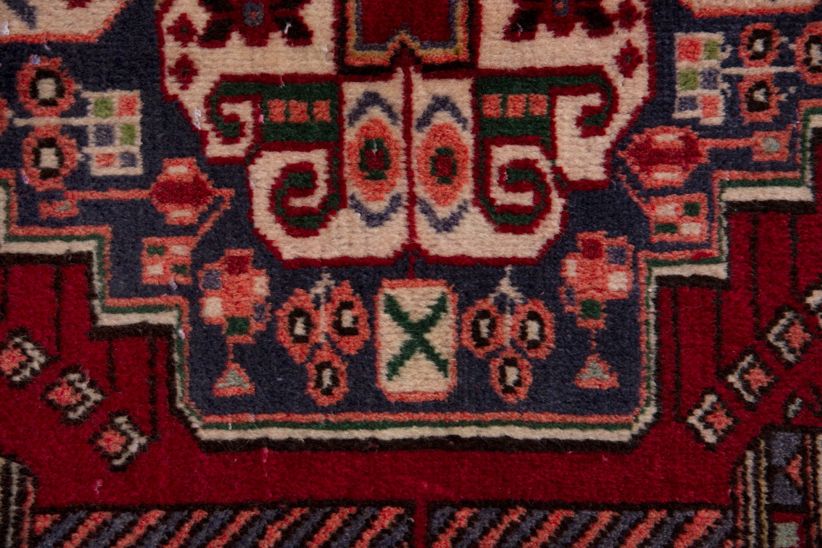 Persian Shiraz accent rug in burgundy and deep red, view 6 of 7