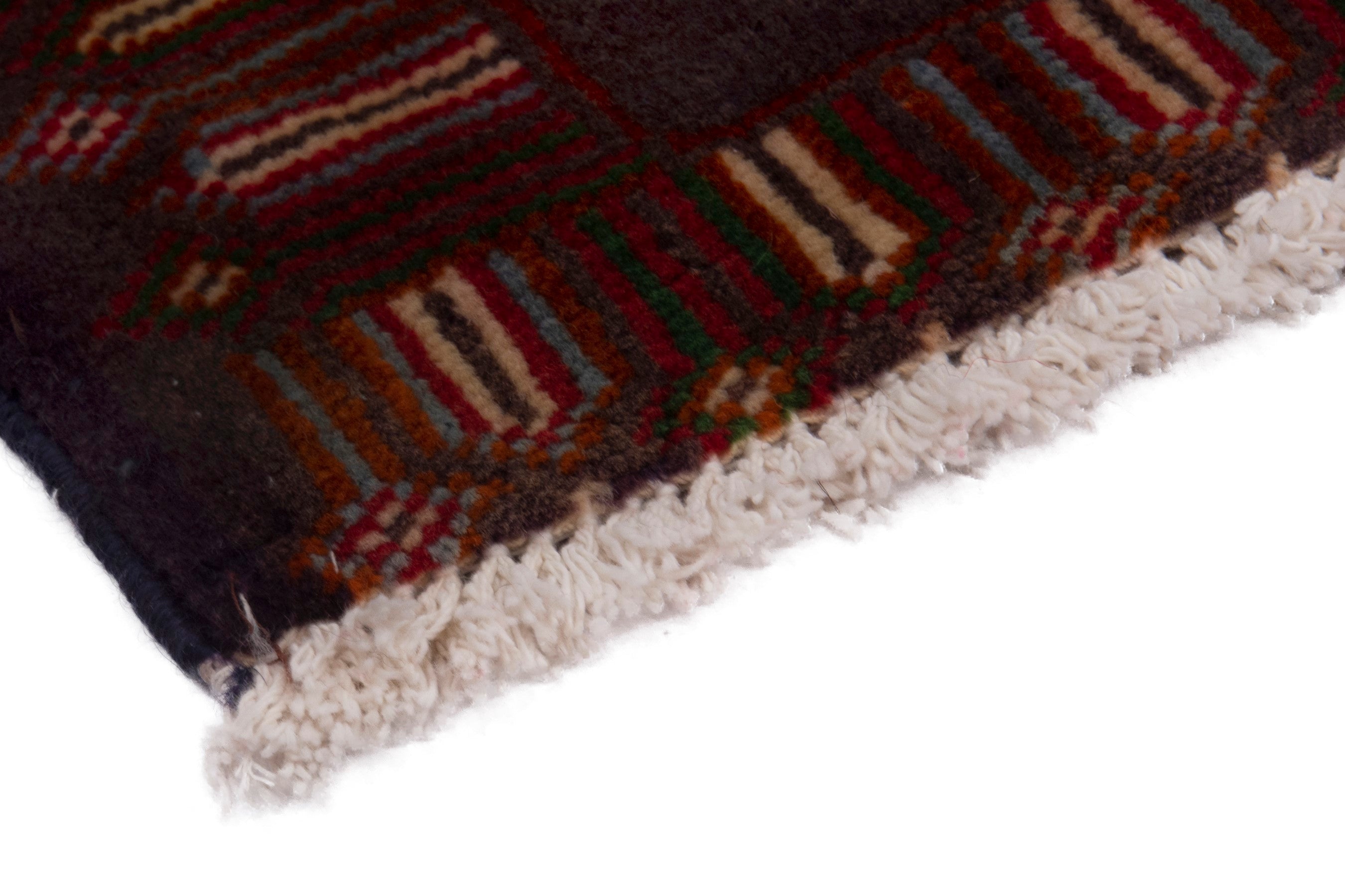 Persian Torkaman accent rug in burgundy and deep red, view 5 of 7