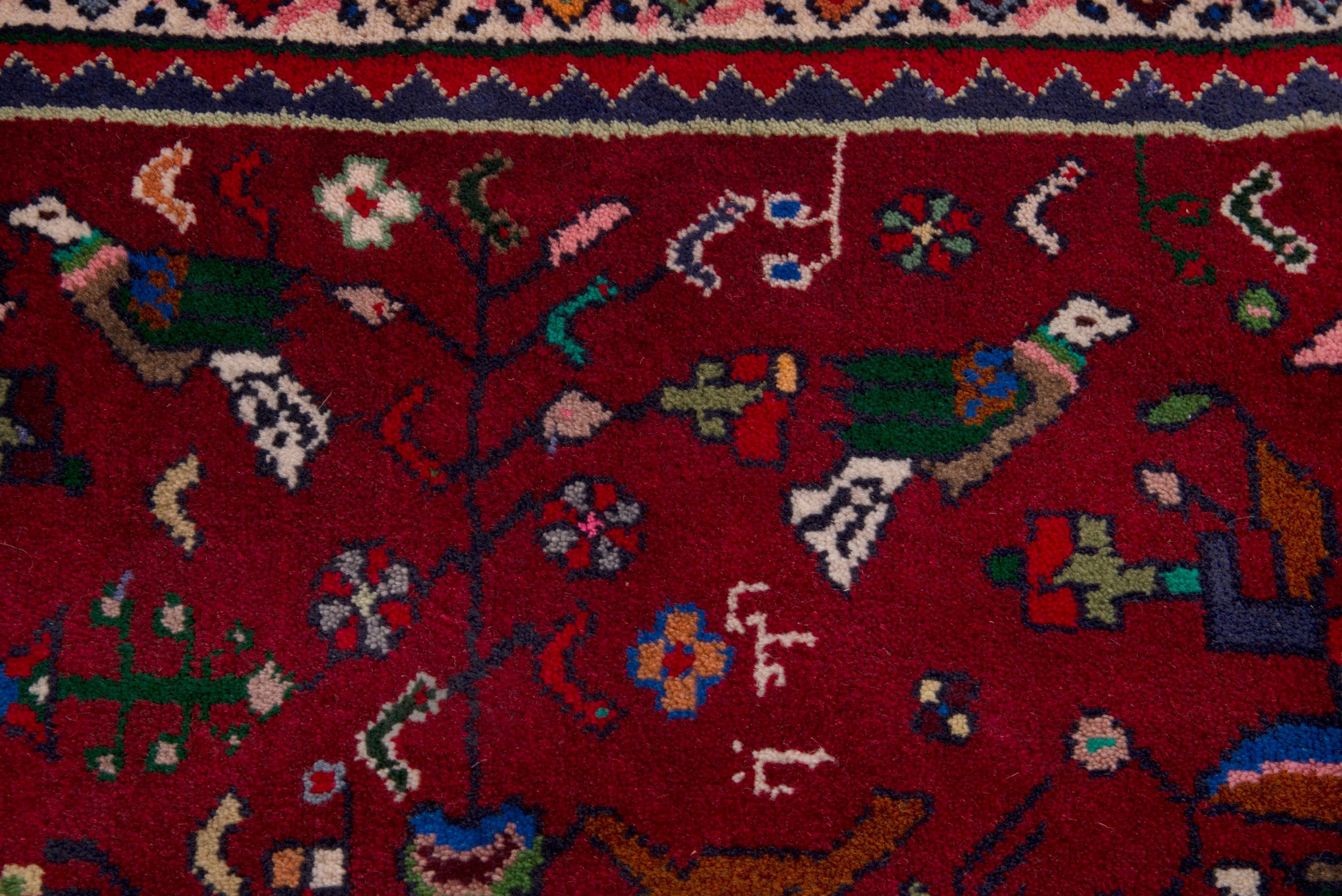 Persian Shiraz accent rug in deep red and navy, view 6 of 7