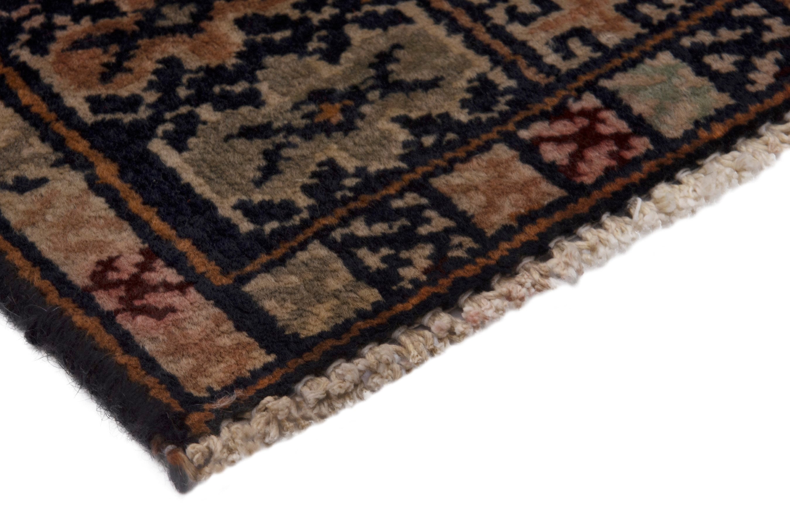 Persian Torkaman accent rug in beige and rust, view 5 of 7