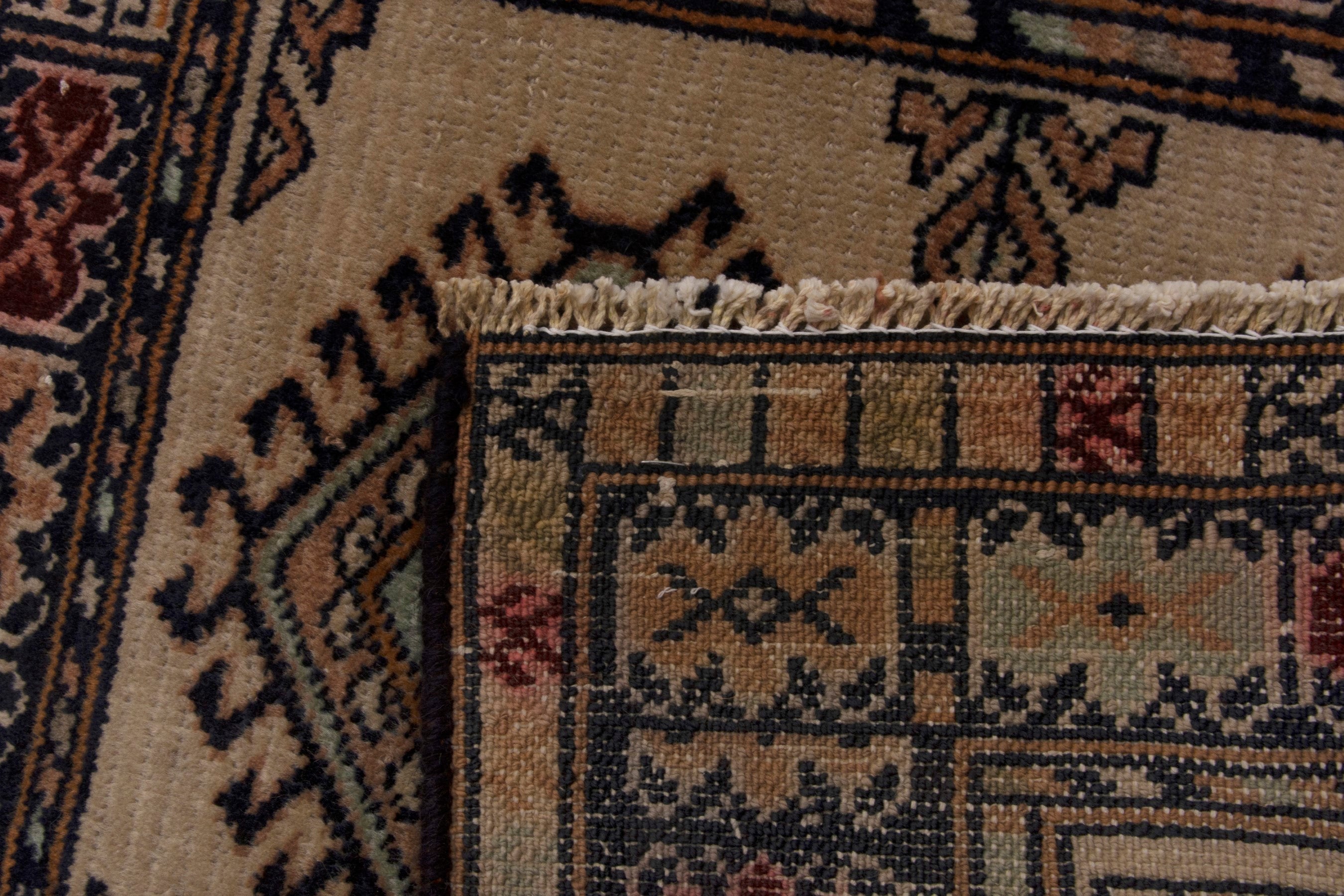 Persian Torkaman accent rug in beige and rust, view 7 of 7