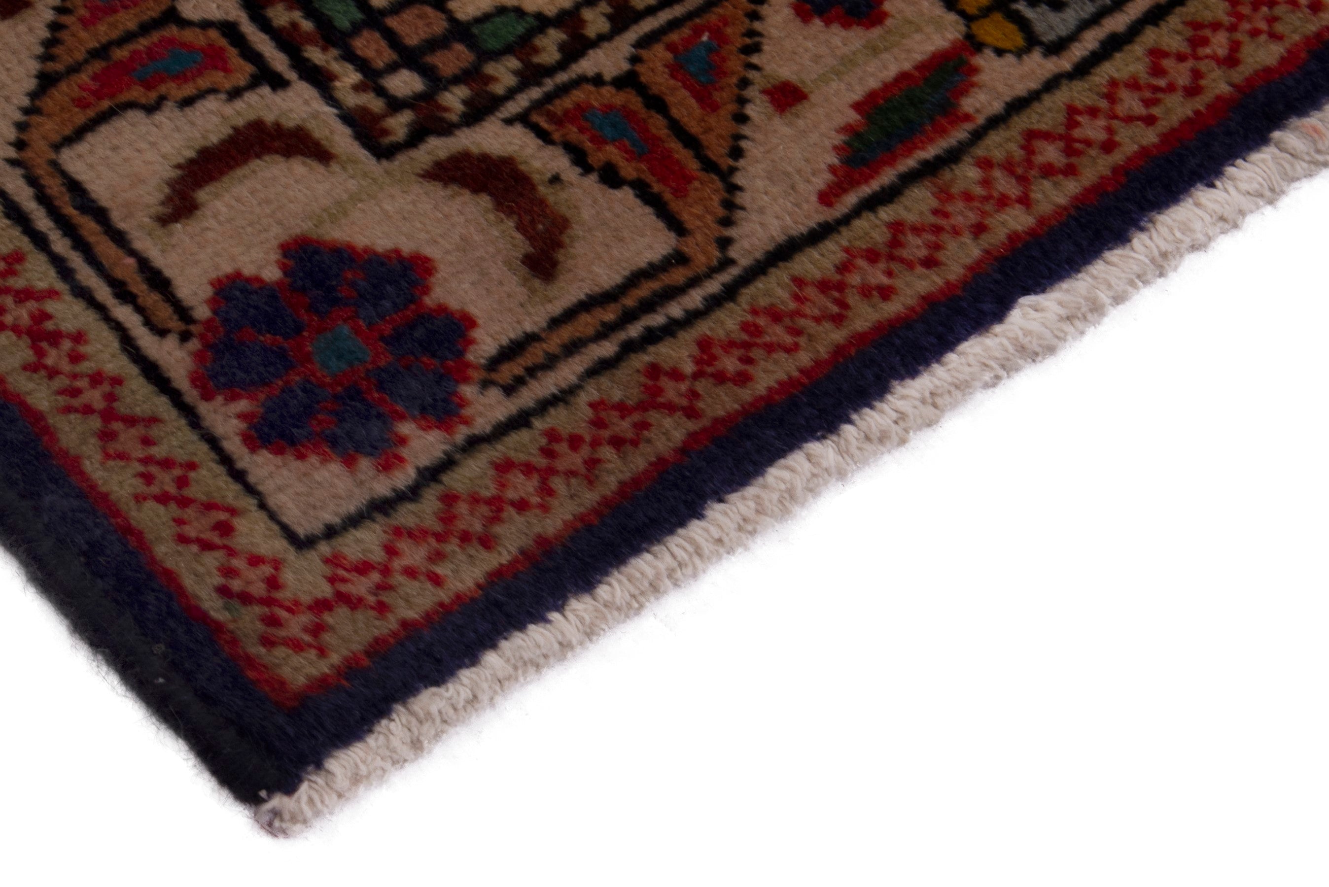 Persian Tabriz accent rug in navy and cream, view 5 of 7