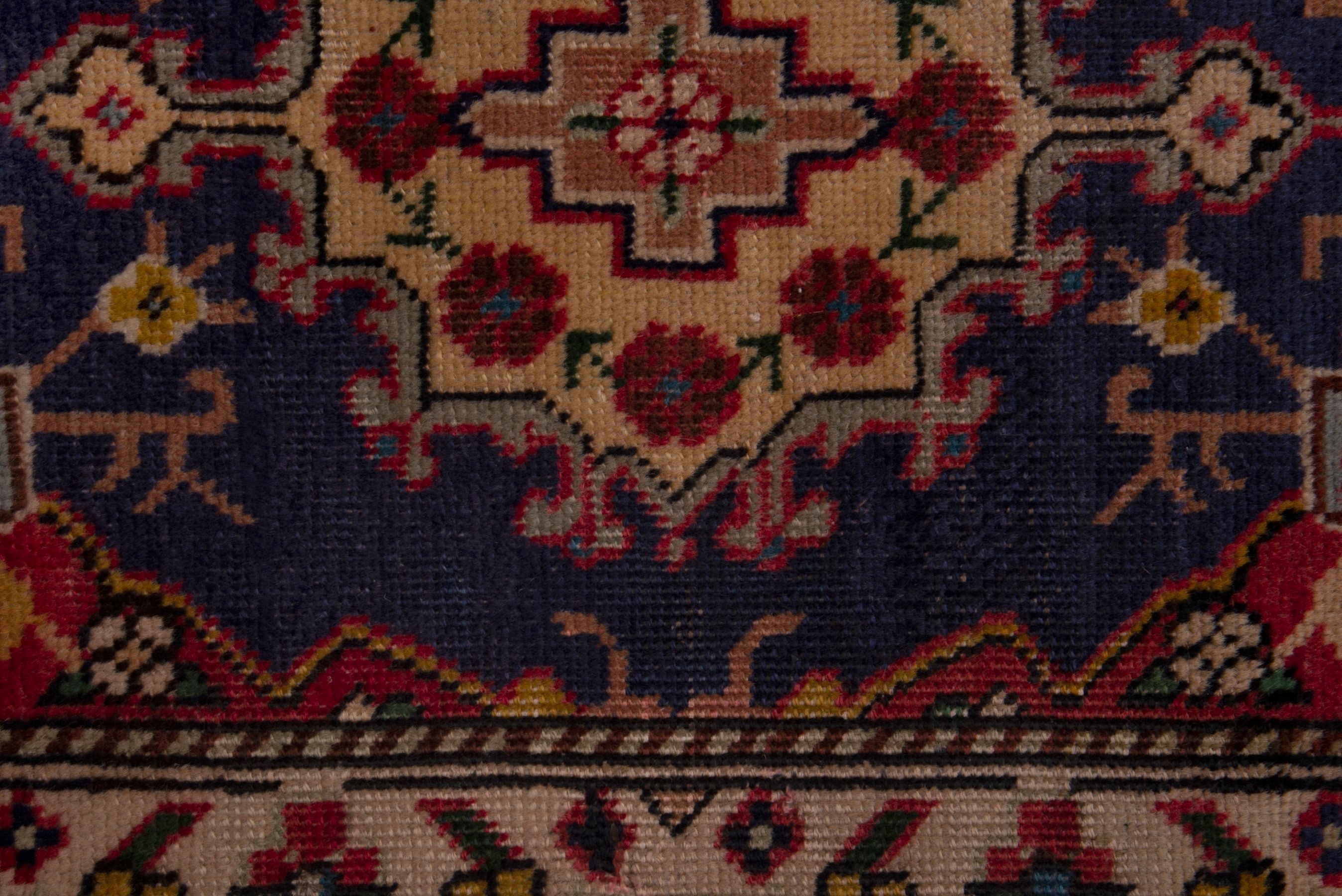 Persian Tabriz accent rug in navy and cream, view 6 of 7