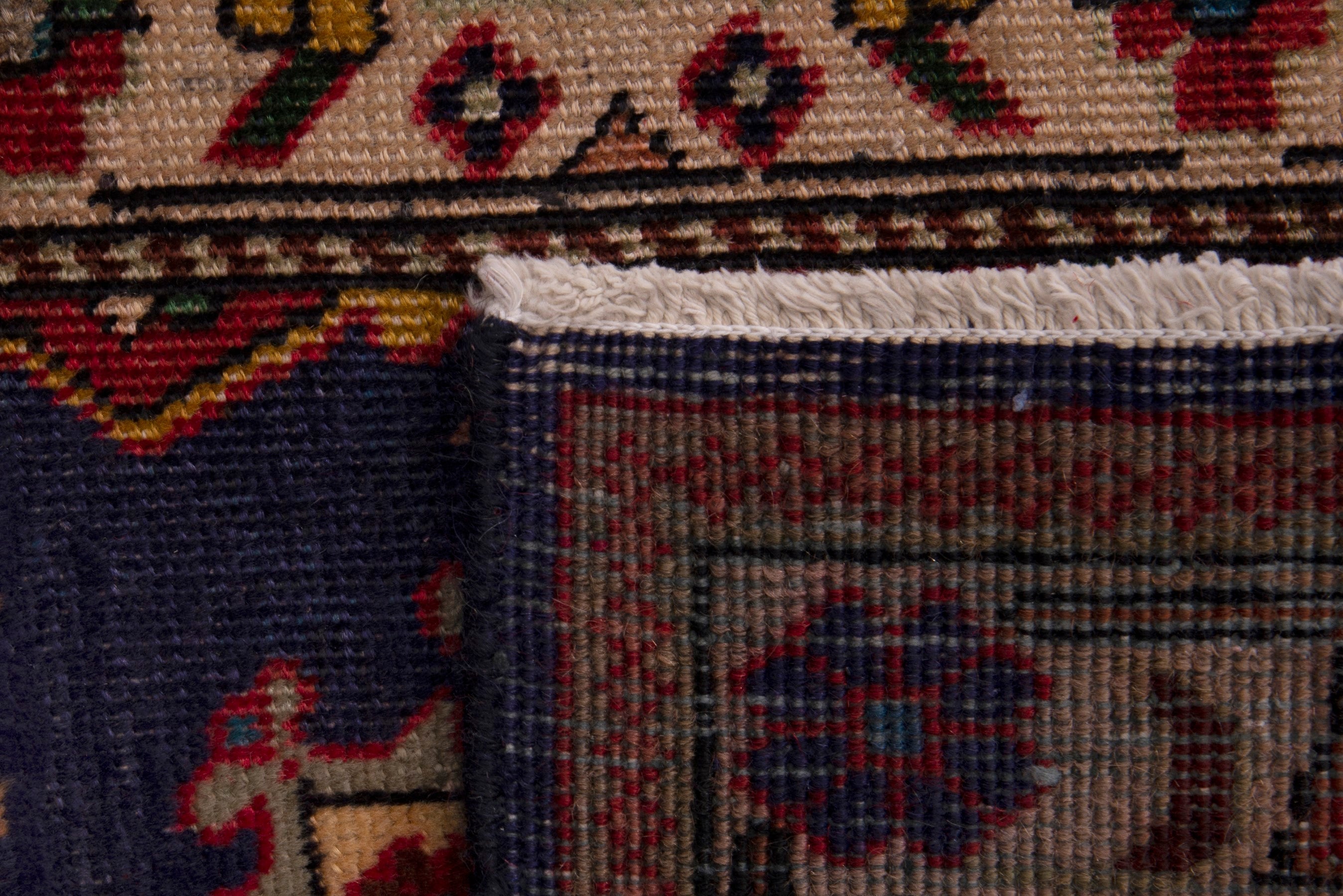 Persian Tabriz accent rug in navy and cream, view 7 of 7