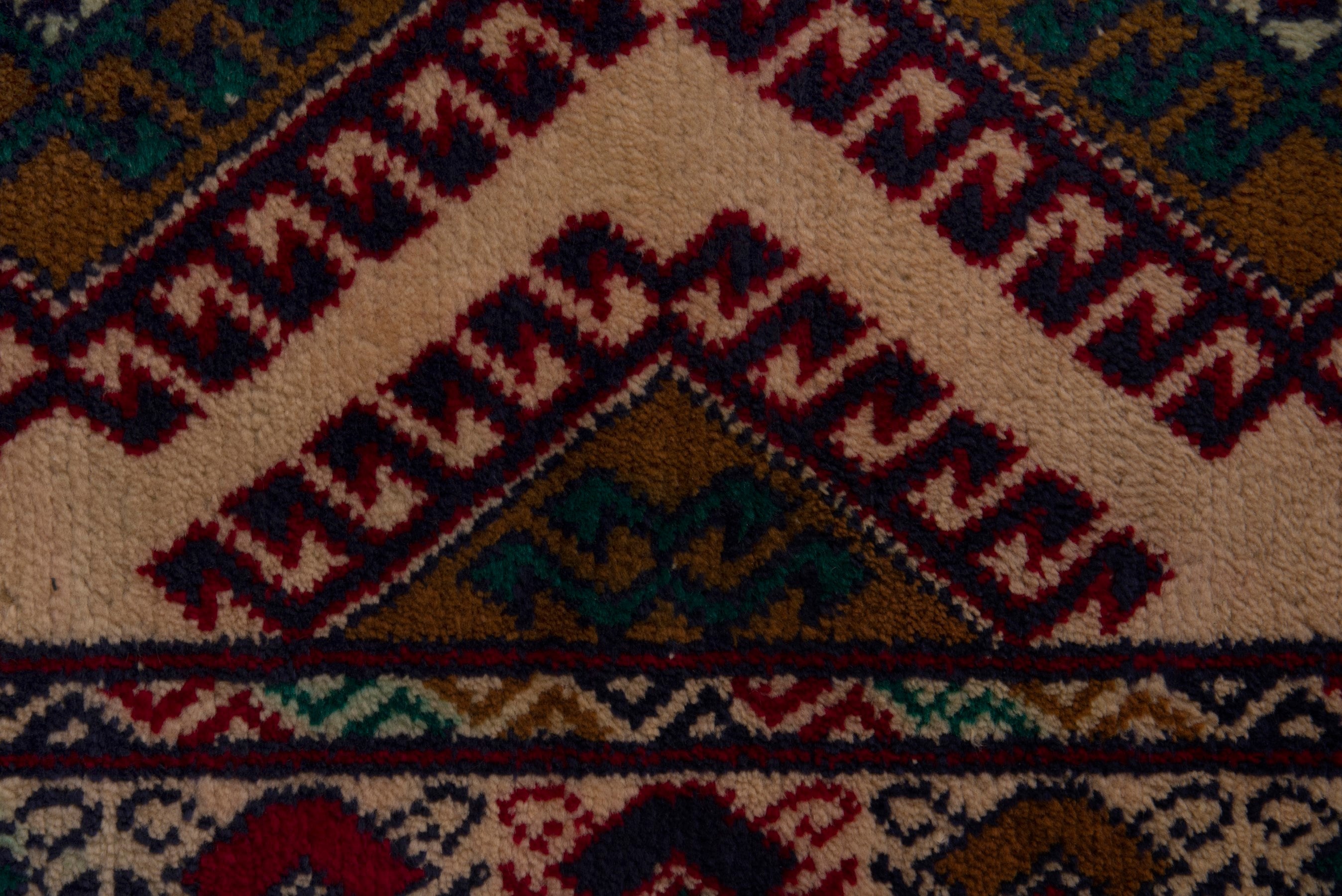 Persian Torkaman accent rug in cream and burgundy, view 6 of 7