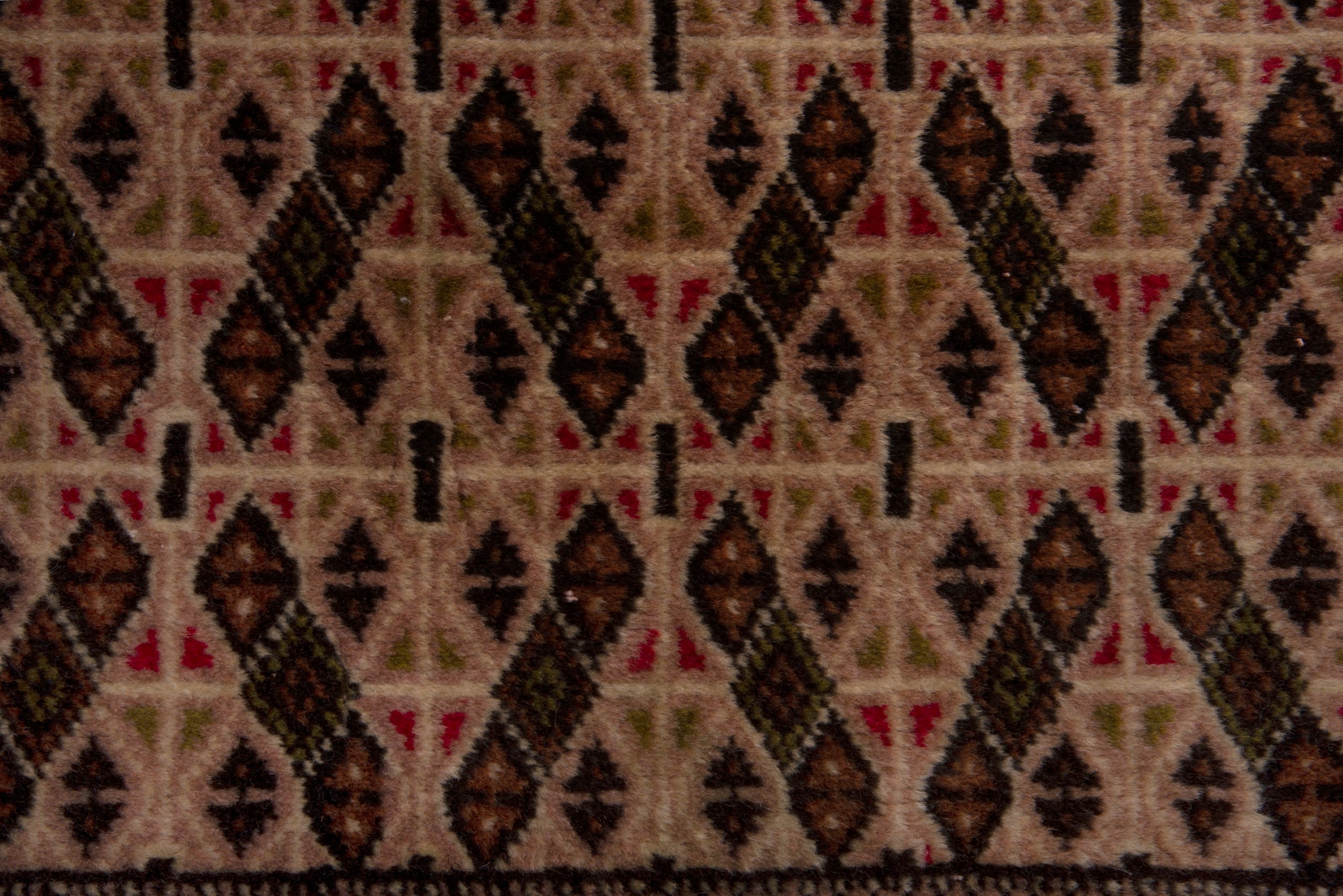 Persian Torkaman accent rug in beige and dark brown, view 6 of 7