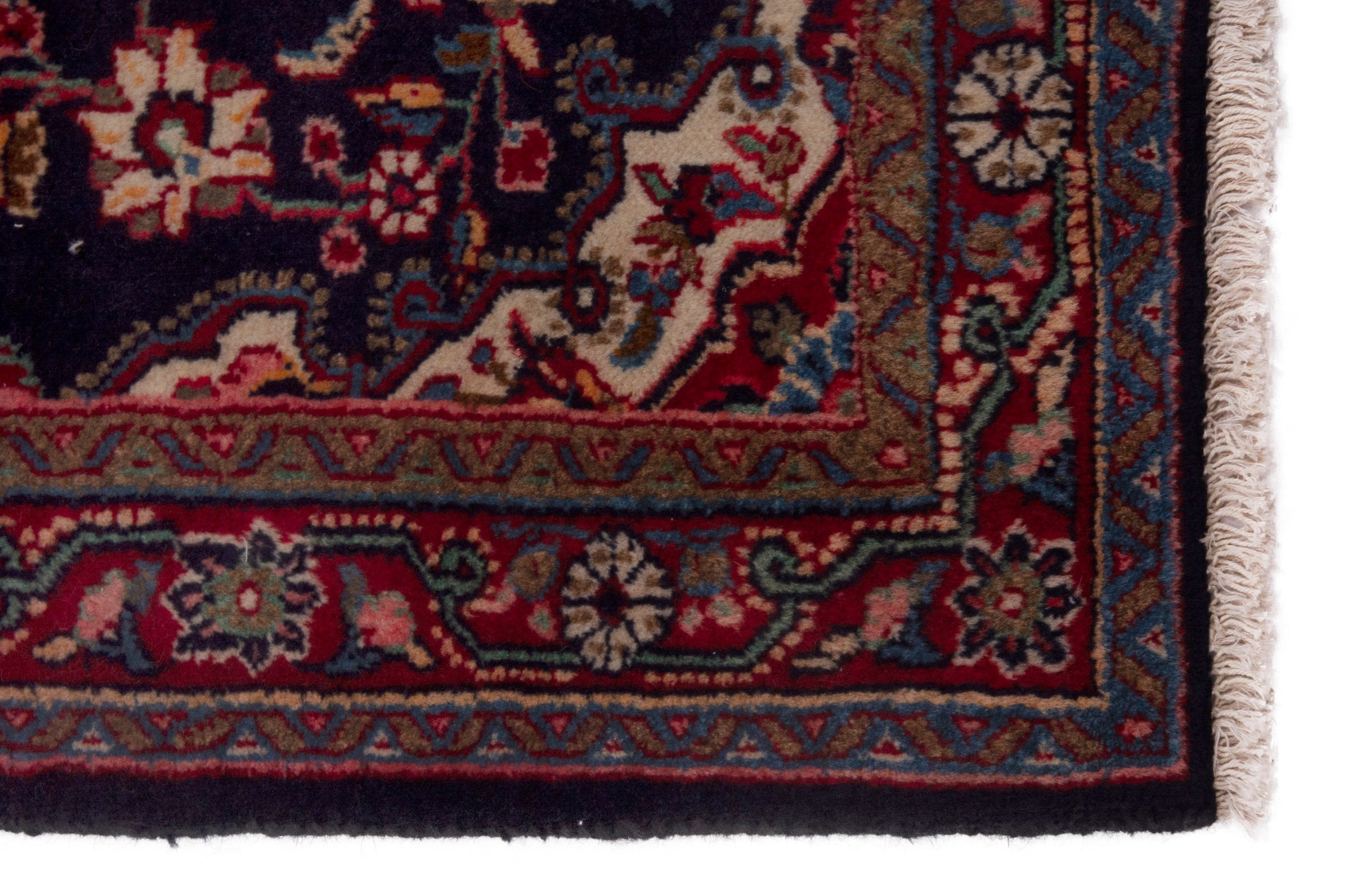 Persian Mahal accent rug in navy and burgundy, view 4 of 7