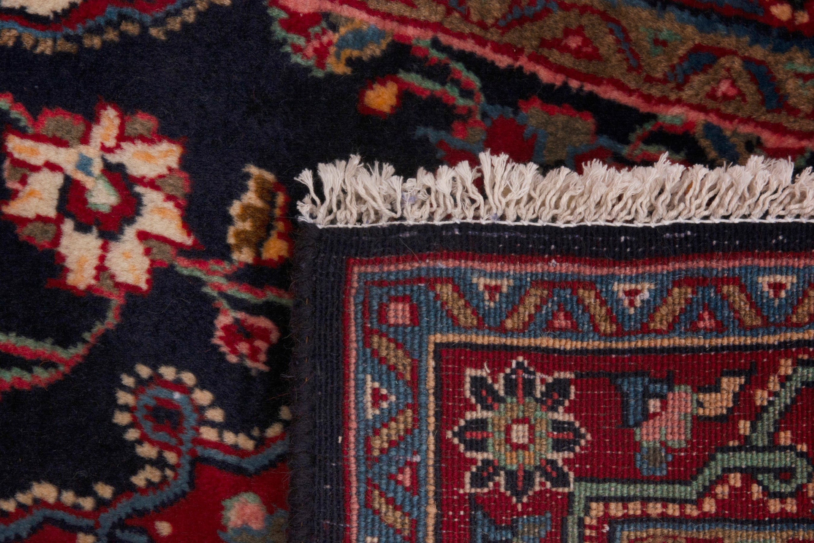 Persian Mahal accent rug in navy and burgundy, view 7 of 7