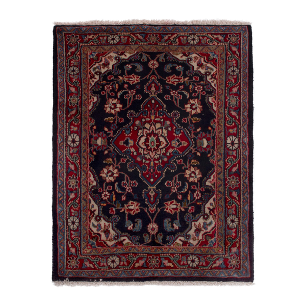 Persian Mahal accent rug in navy and burgundy, 2'4" x 3'2"