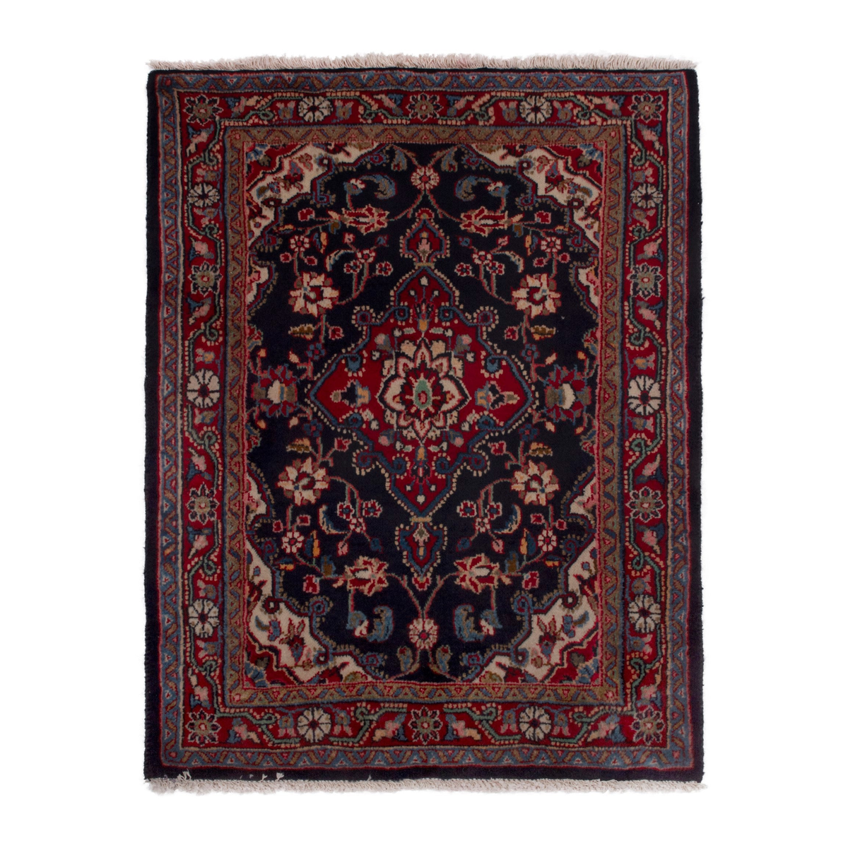 Persian Mahal accent rug in navy and burgundy, 2'4" x 3'2"