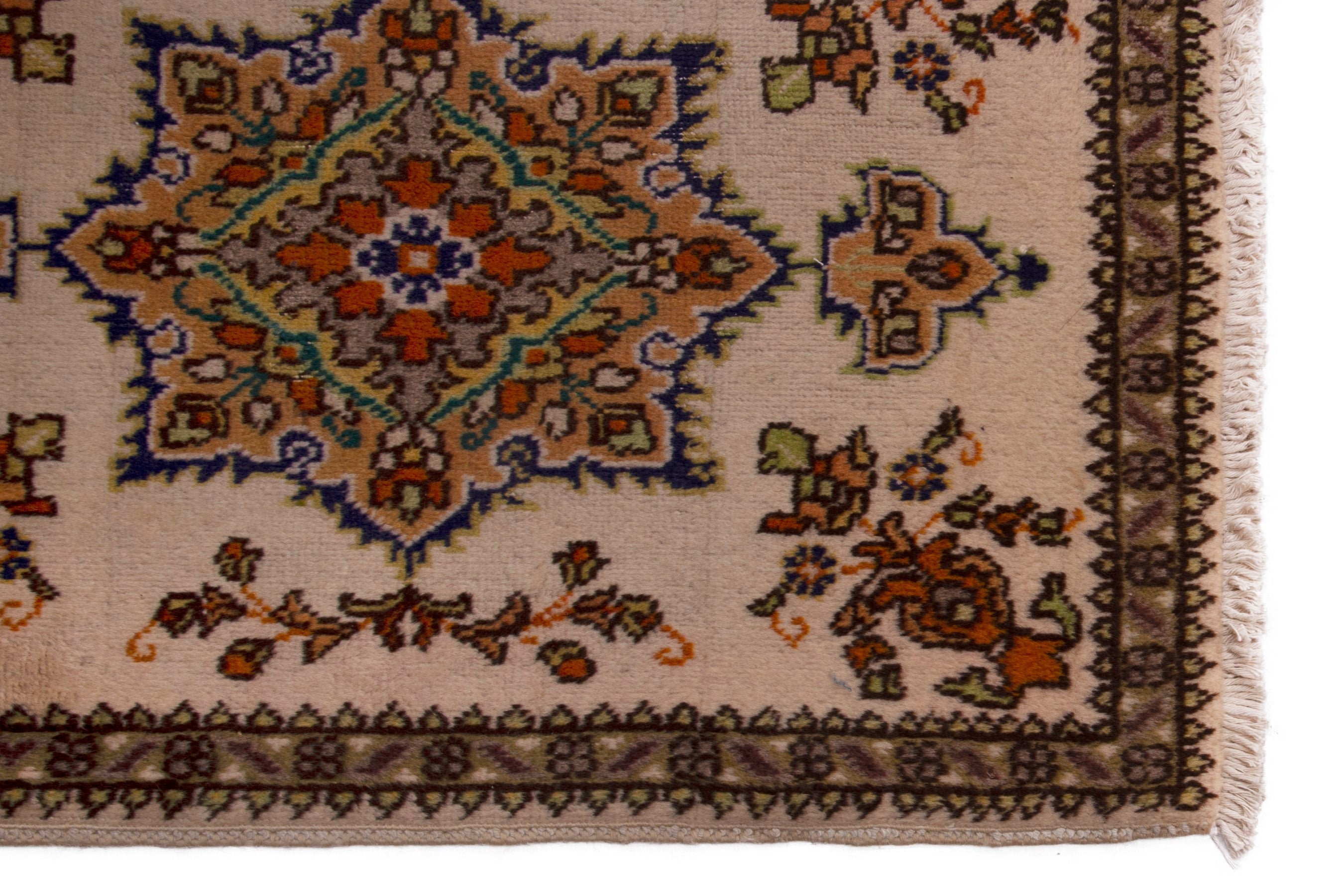 Persian Tabriz accent rug in cream and rust, view 4 of 7
