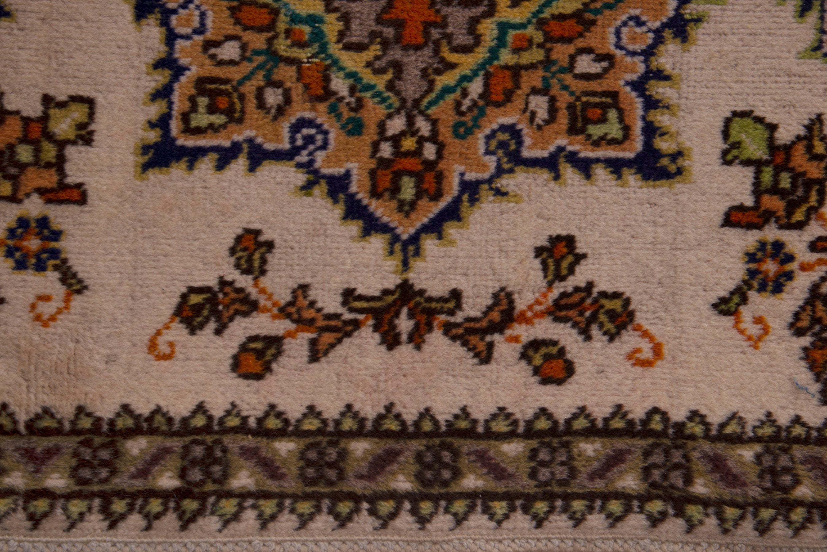 Persian Tabriz accent rug in cream and rust, view 6 of 7