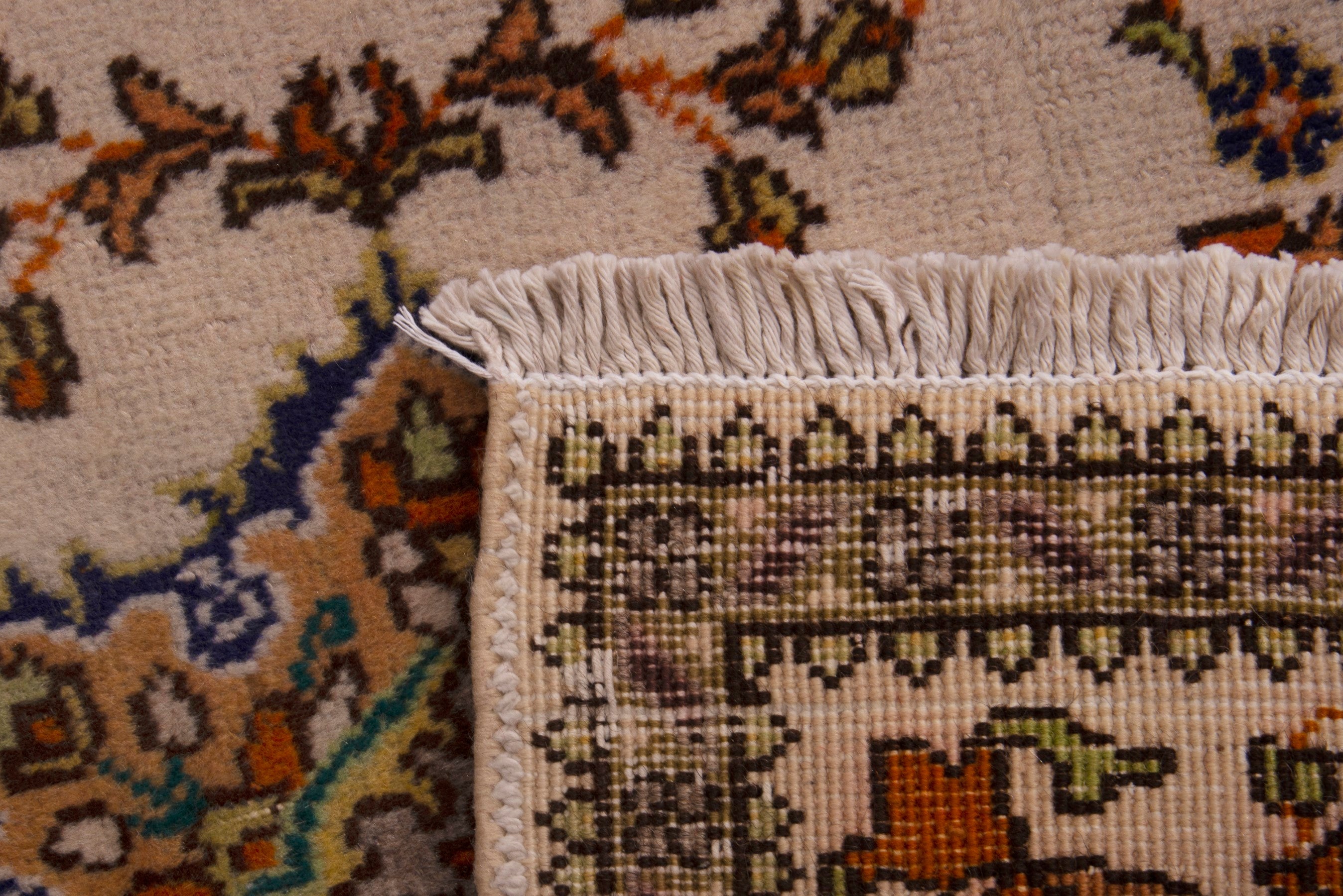 Persian Tabriz accent rug in cream and rust, view 7 of 7