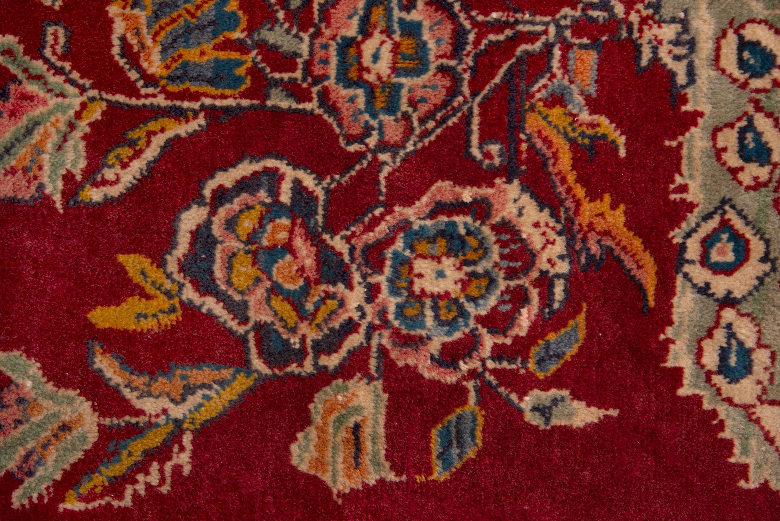 Persian Shiraz accent rug in deep red and tan, view 6 of 7