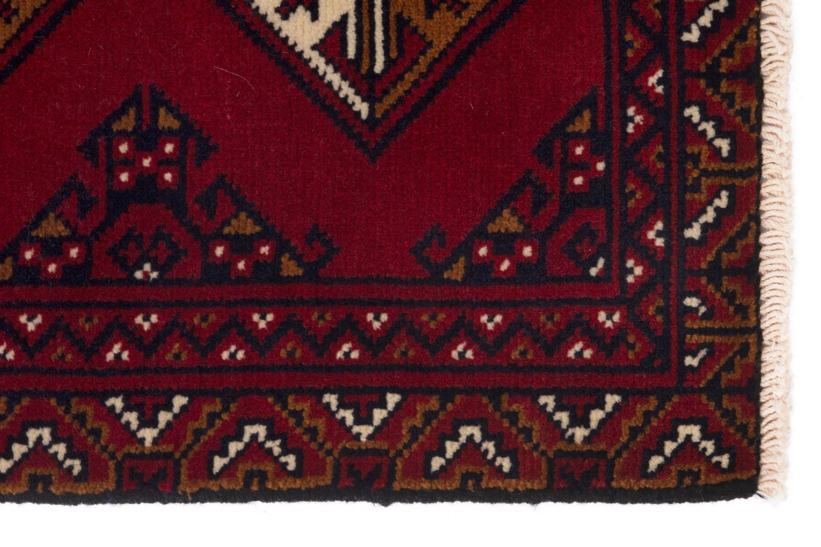 Persian Torkaman accent rug in deep red and burgundy, view 4 of 7