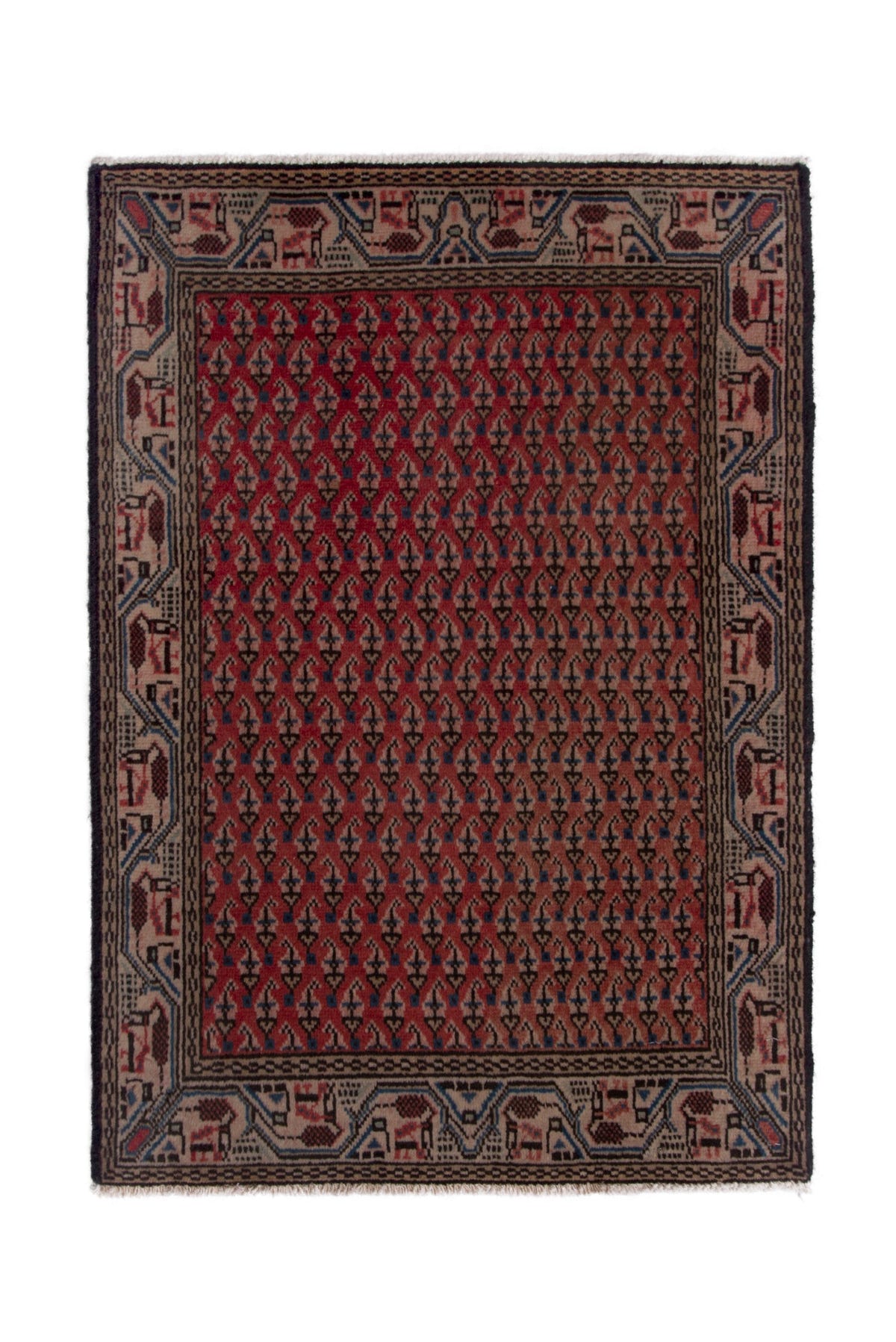 3837, Persian Botteh Mini Rug