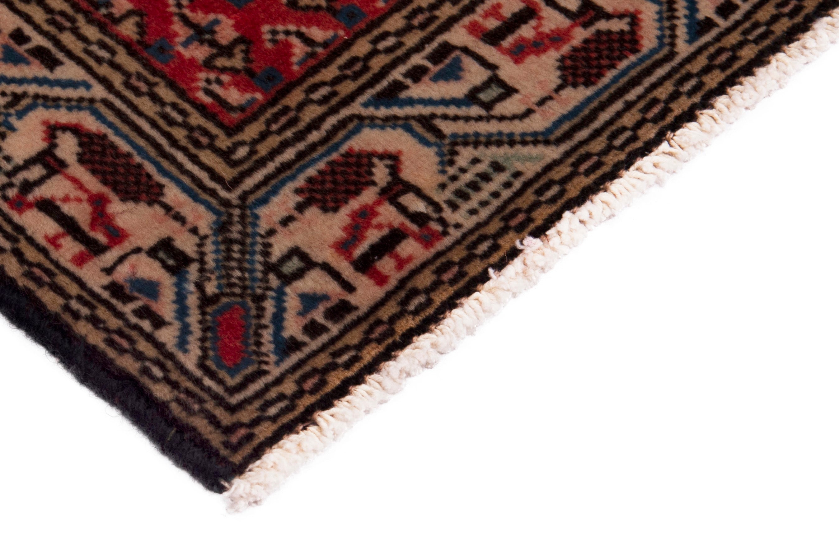 Persian Botteh accent rug in deep red and clay, view 5 of 7