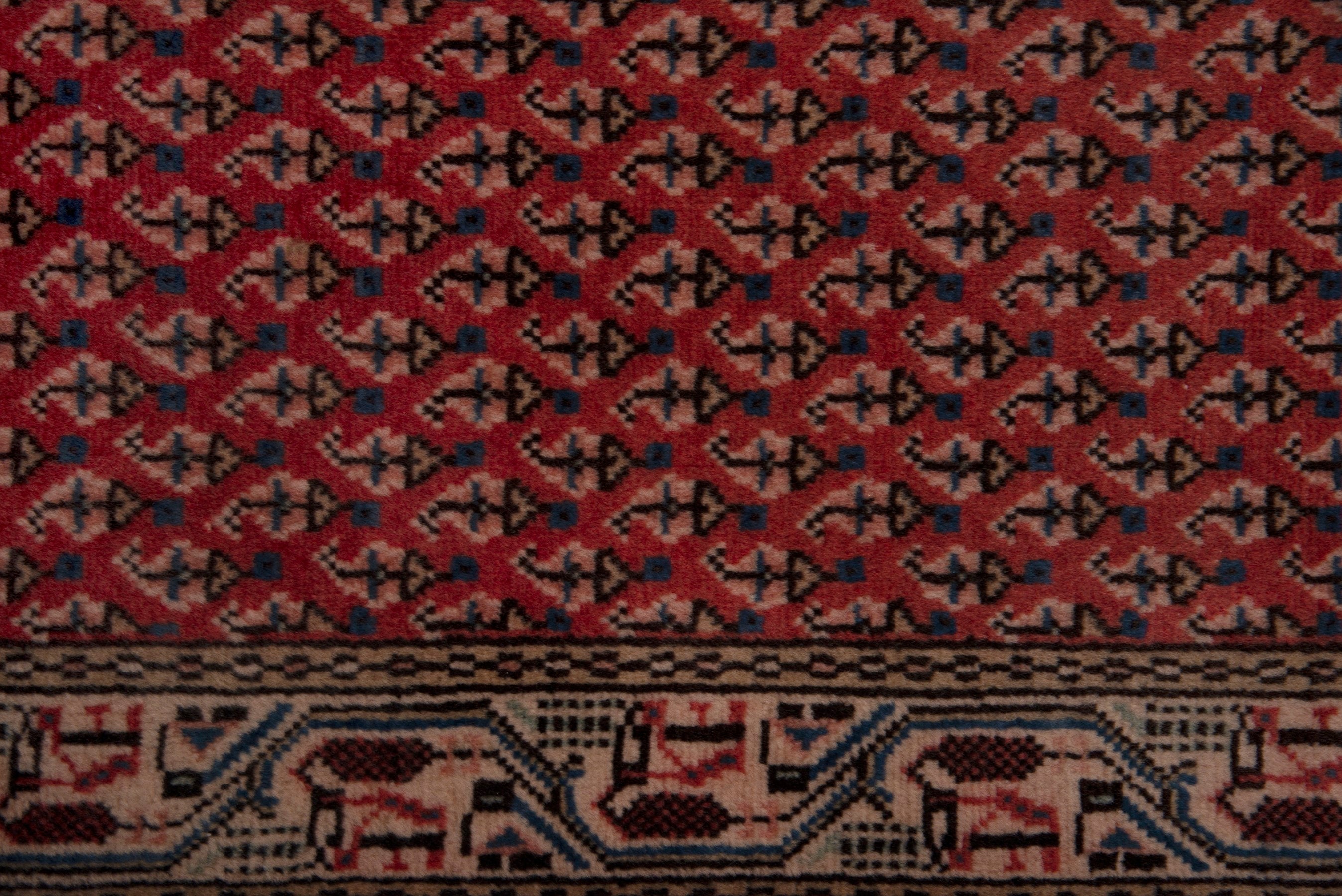 Persian Botteh accent rug in deep red and clay, view 6 of 7