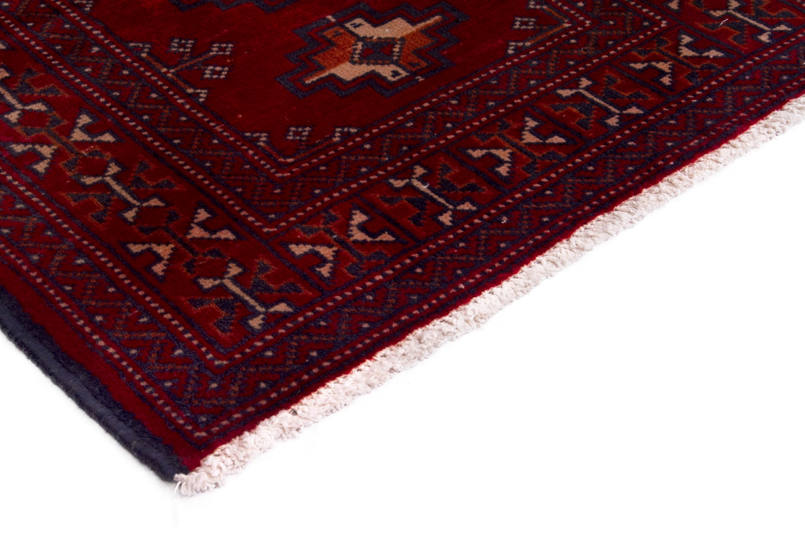 Persian Torkaman accent rug in burgundy and deep red, view 5 of 7