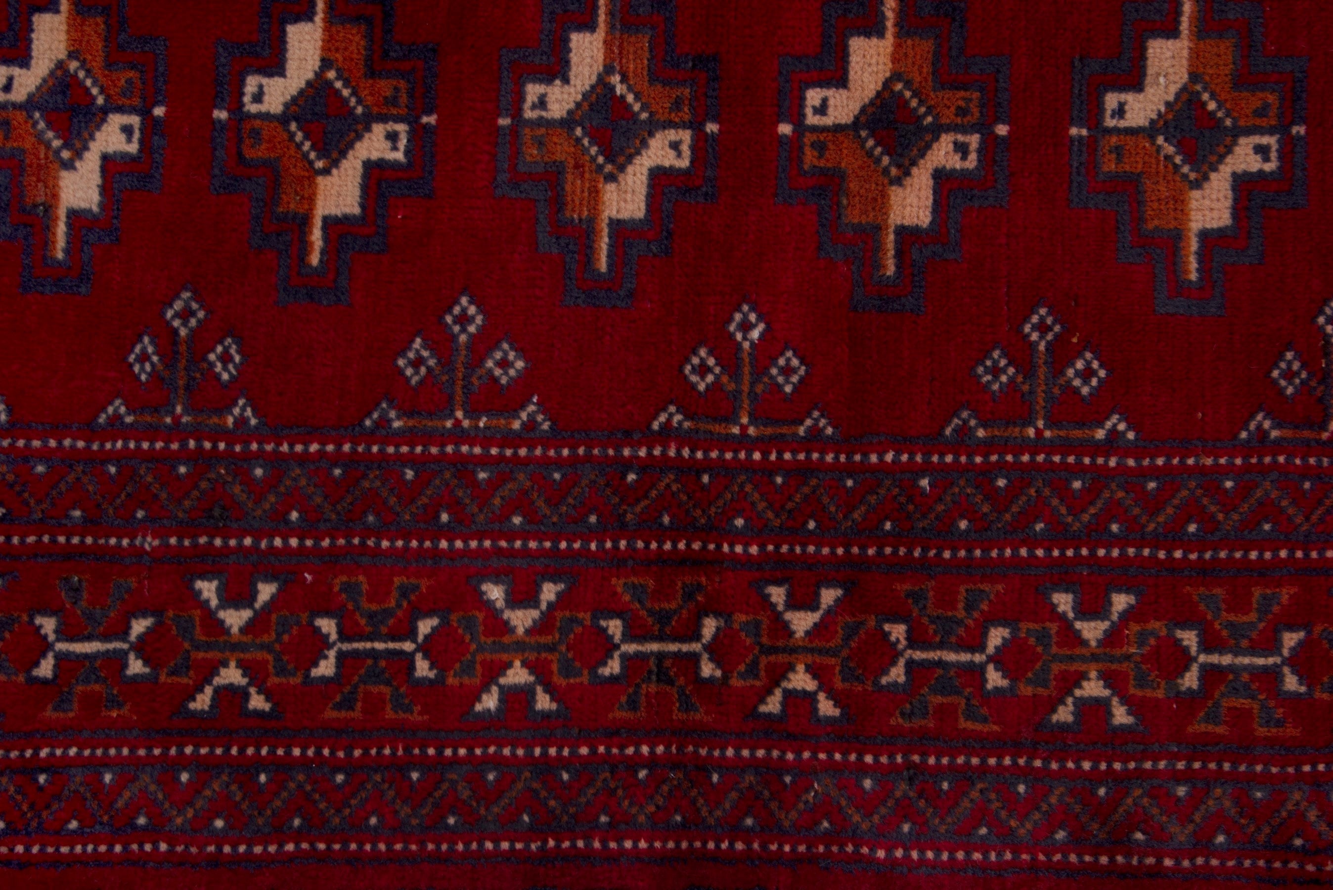 Persian Torkaman accent rug in burgundy and deep red, view 6 of 7