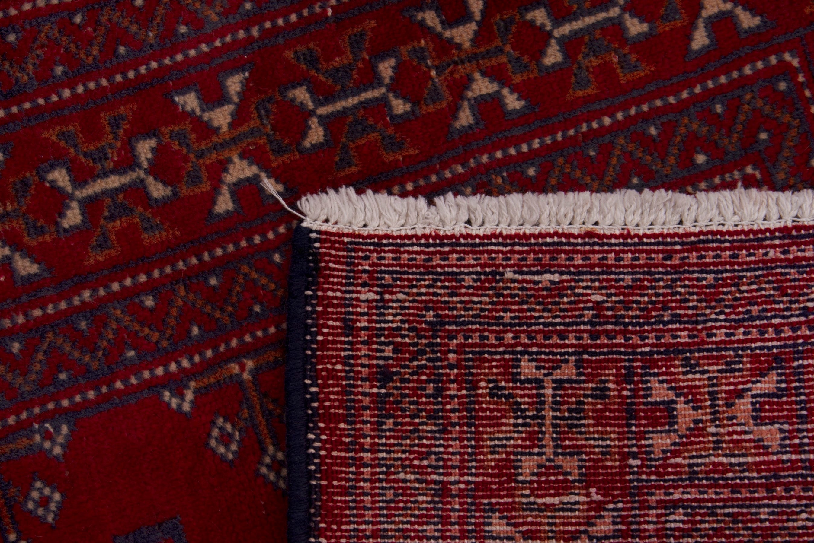 Persian Torkaman accent rug in burgundy and deep red, view 7 of 7