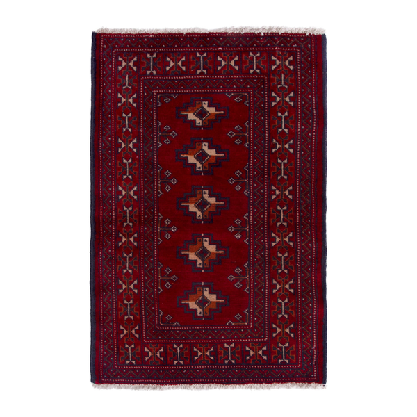 Persian Torkaman accent rug in burgundy and deep red, 2'1" x 2'9"