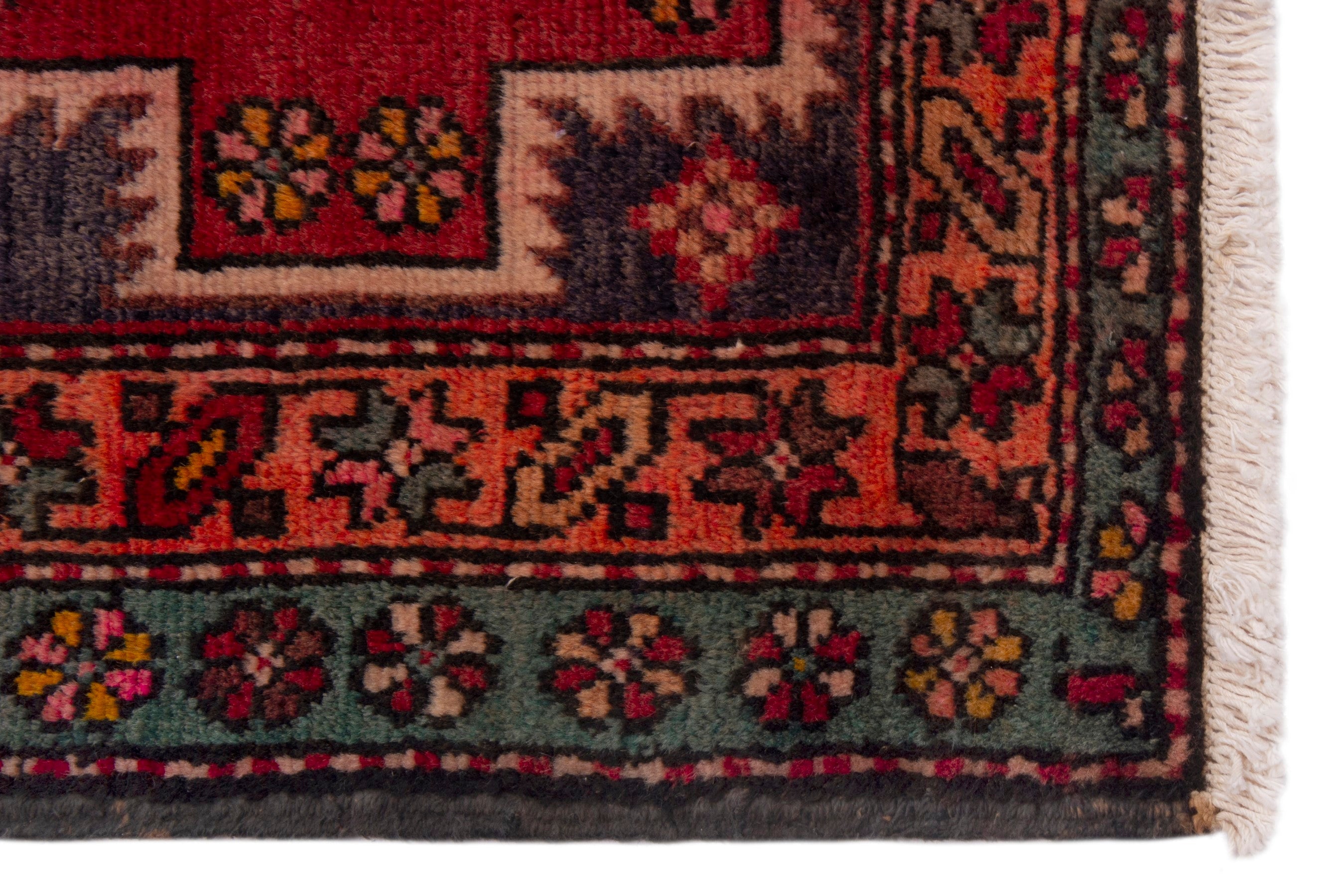 Persian Azerbaijan accent rug in deep red and rust, view 4 of 7