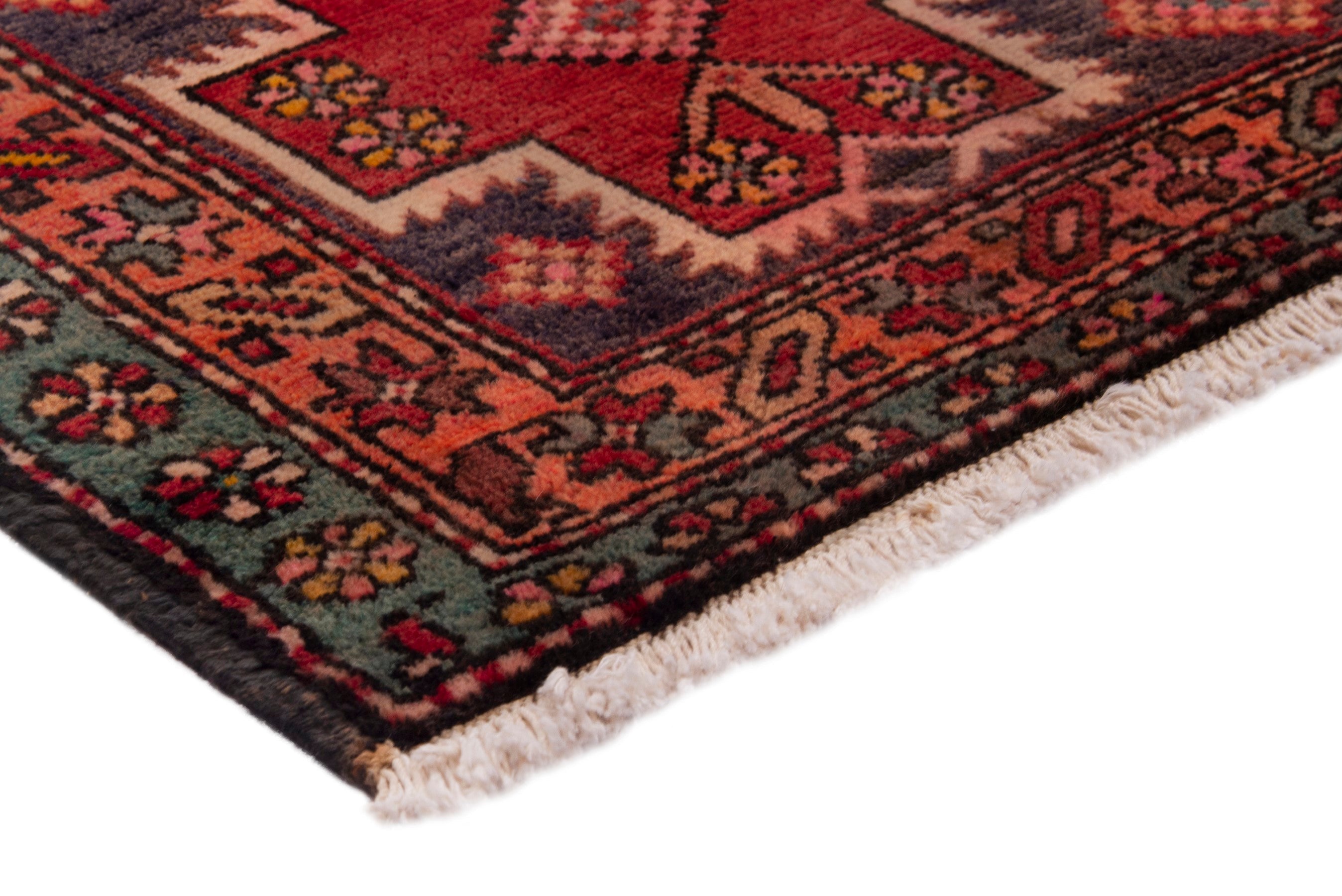 Persian Azerbaijan accent rug in deep red and rust, view 5 of 7