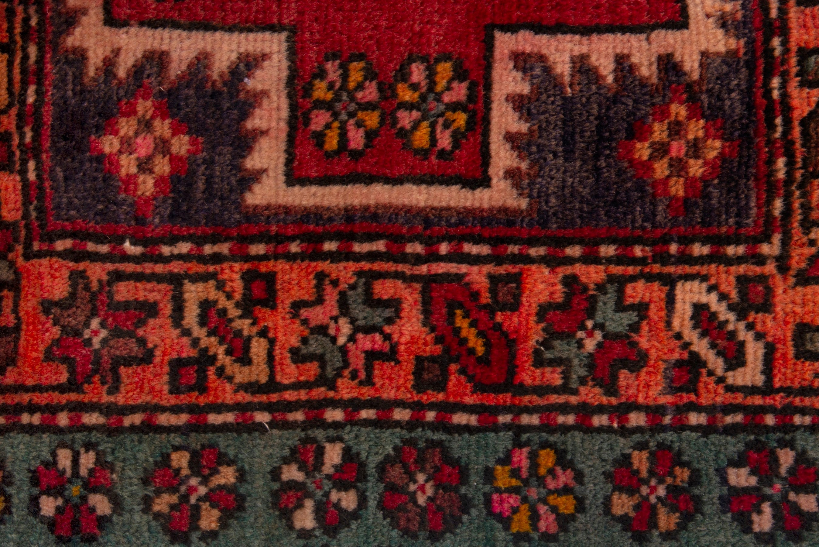 Persian Azerbaijan accent rug in deep red and rust, view 6 of 7