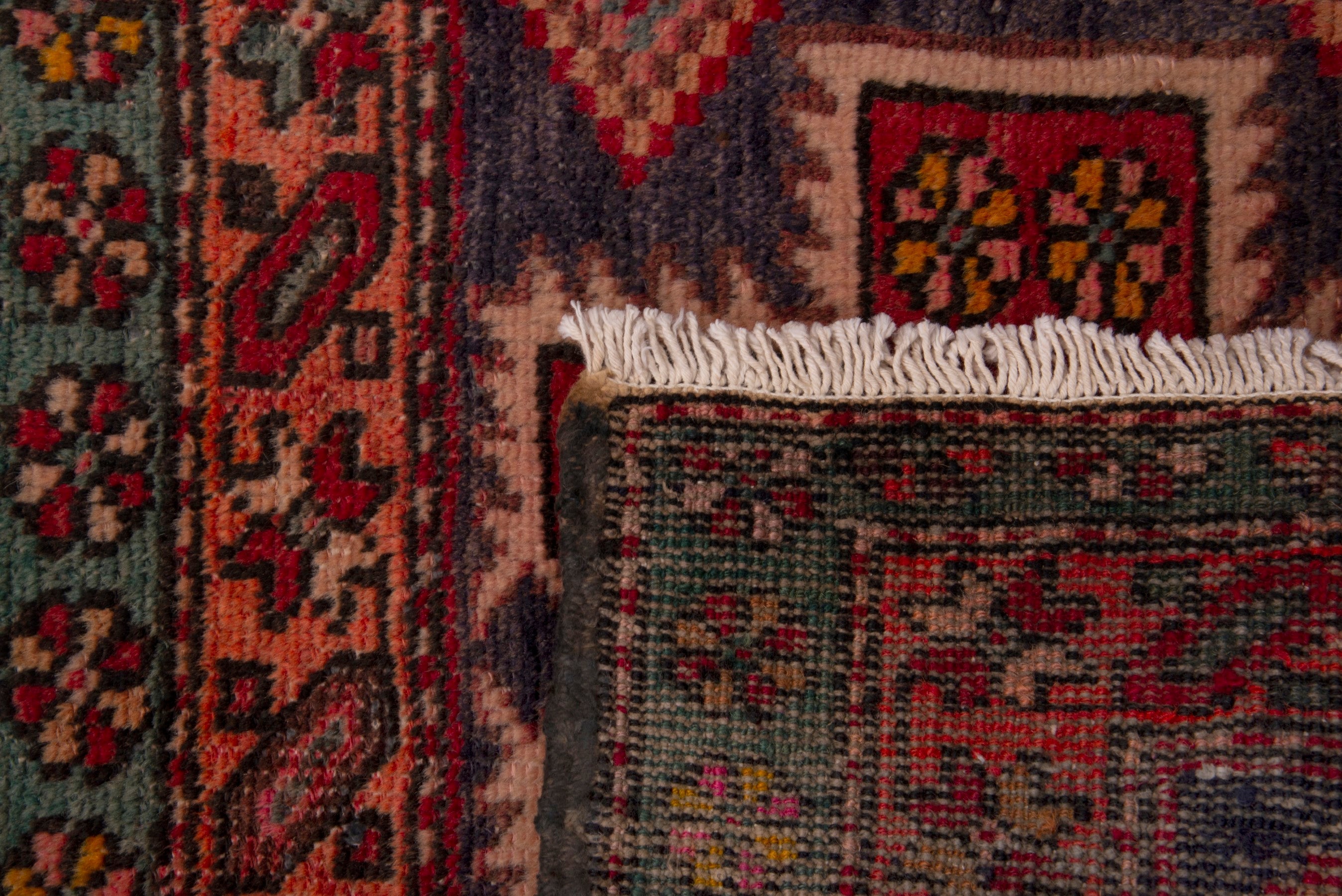 Persian Azerbaijan accent rug in deep red and rust, view 7 of 7